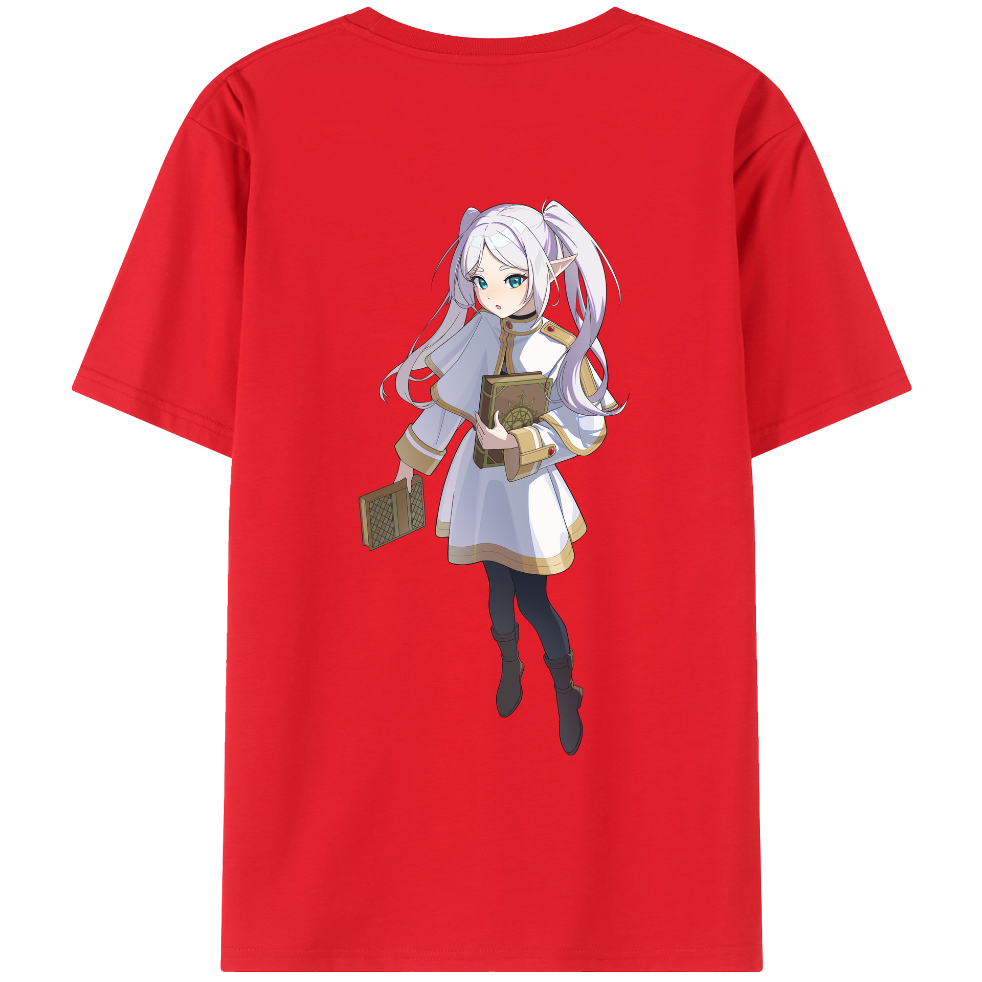 （画像用） 葬送のフリーレン Frieren 綿100％ メンズ半袖Tシャツ（バックプリント） 通気性