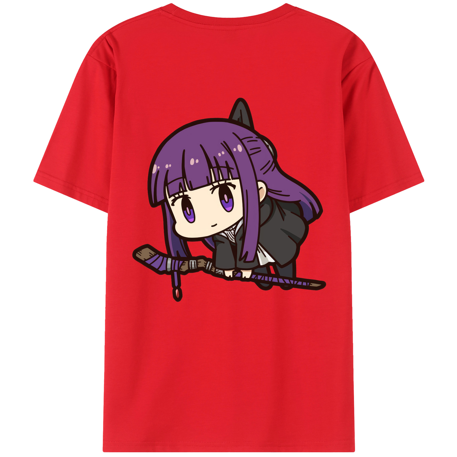 （画像用） 葬送のフリーレン Frieren 綿100％ メンズ半袖Tシャツ（バックプリント） 通気性