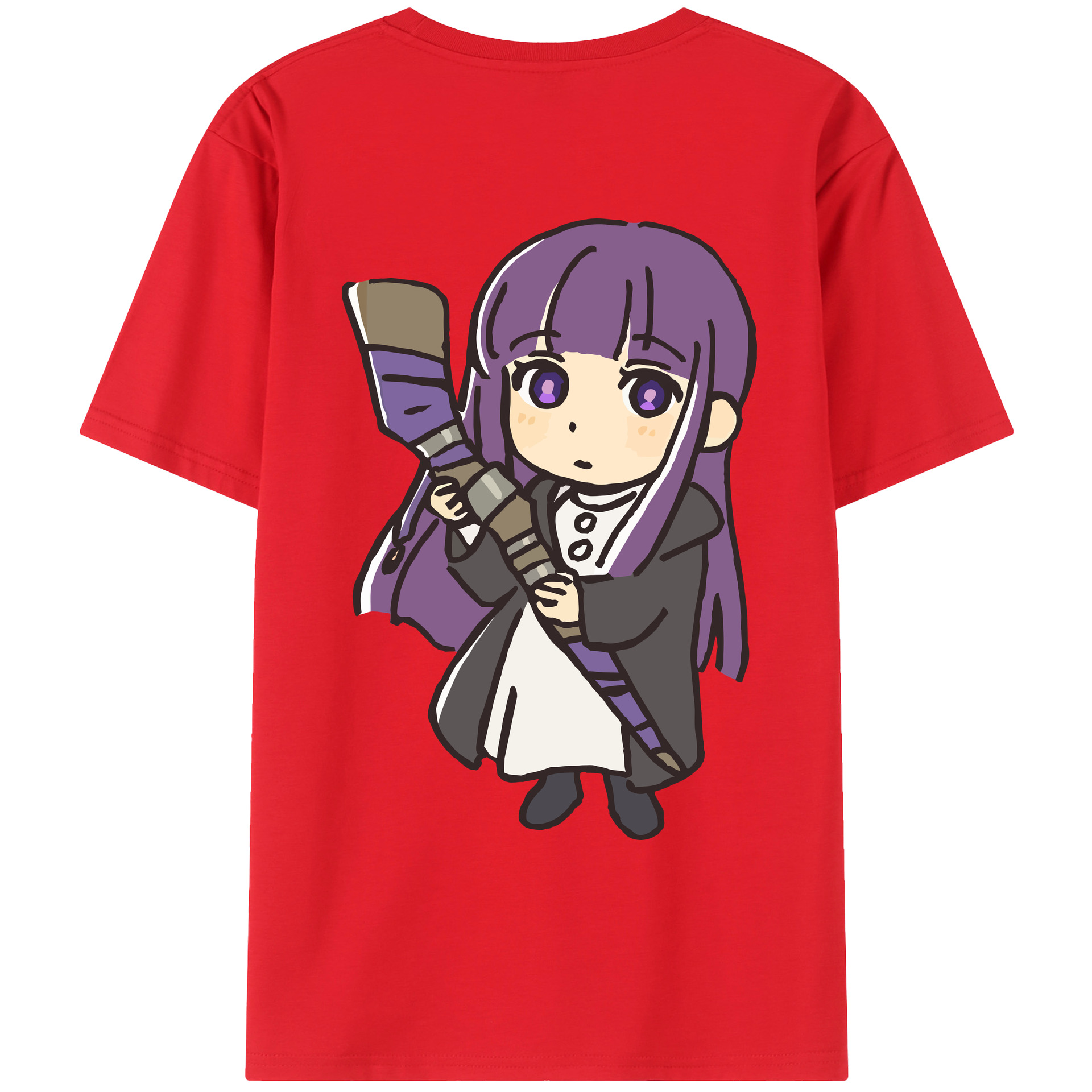 （画像用） 葬送のフリーレン Frieren 綿100％ メンズ半袖Tシャツ（バックプリント） 通気性