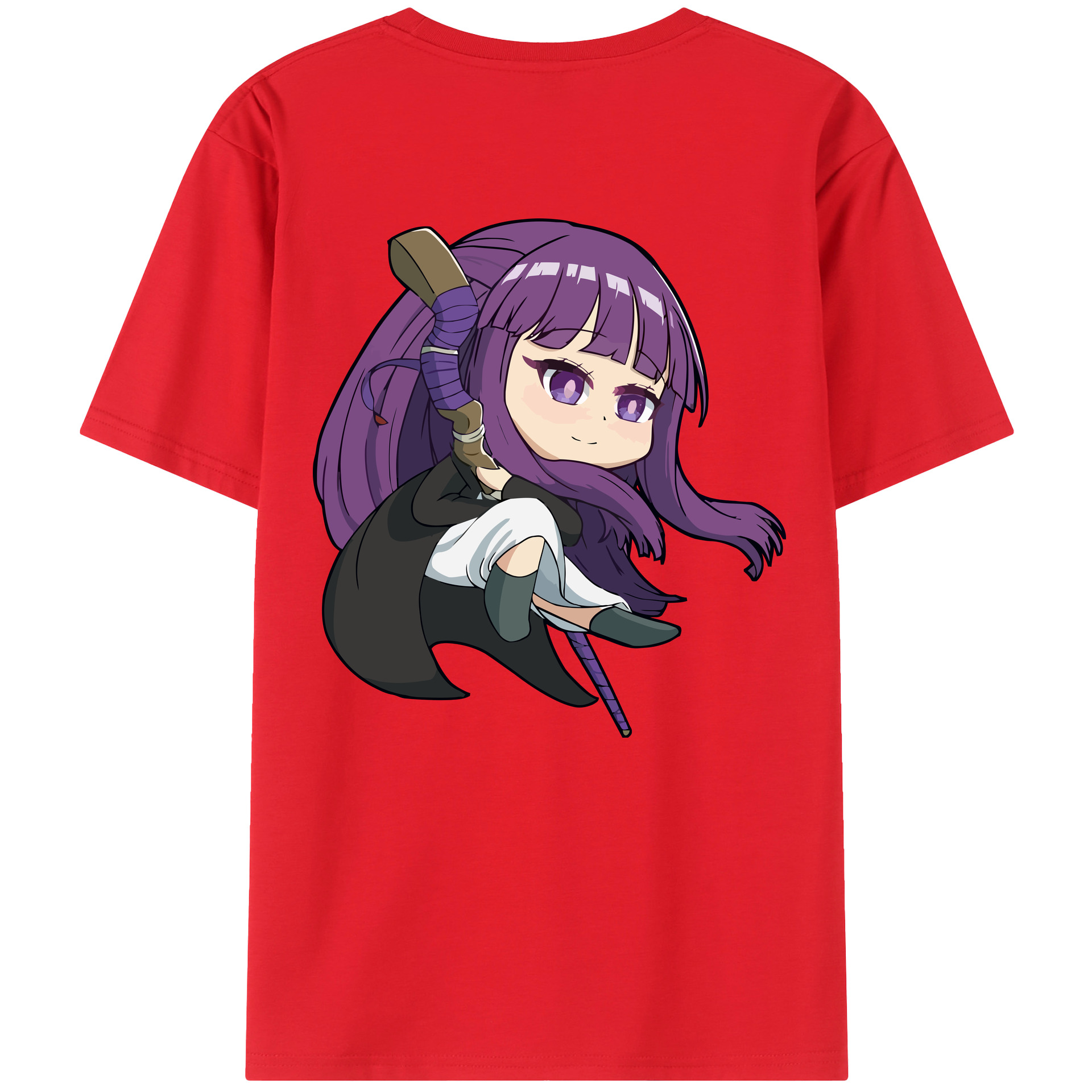 （画像用） 葬送のフリーレン Frieren 綿100％ メンズ半袖Tシャツ（バックプリント） 通気性