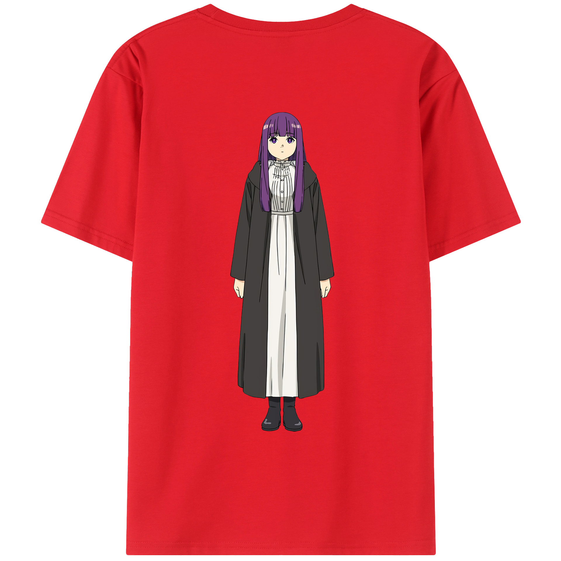 （画像用） 葬送のフリーレン Frieren 綿100％ メンズ半袖Tシャツ（バックプリント） 通気性