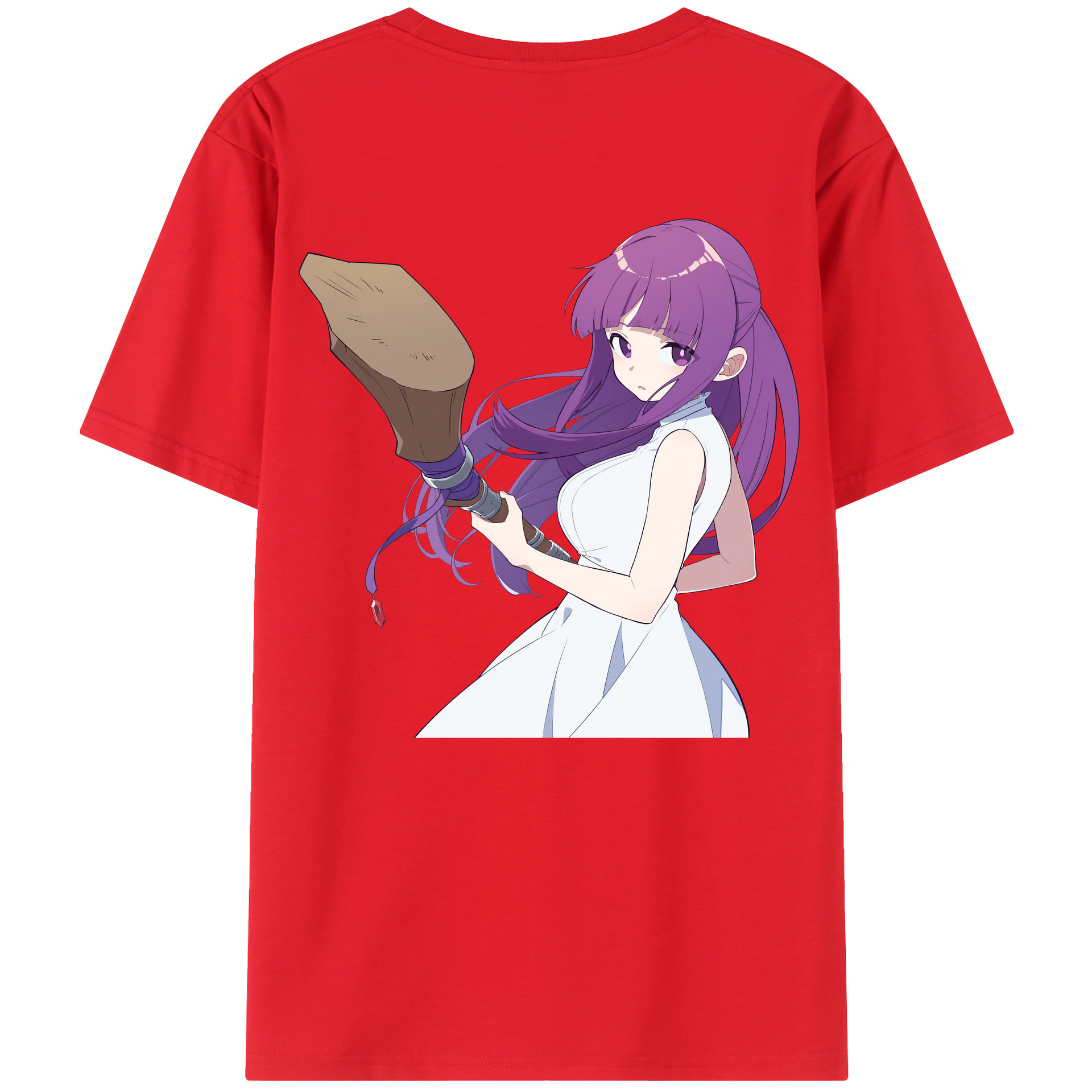 （画像用） 葬送のフリーレン Frieren 綿100％ メンズ半袖Tシャツ（バックプリント） 通気性