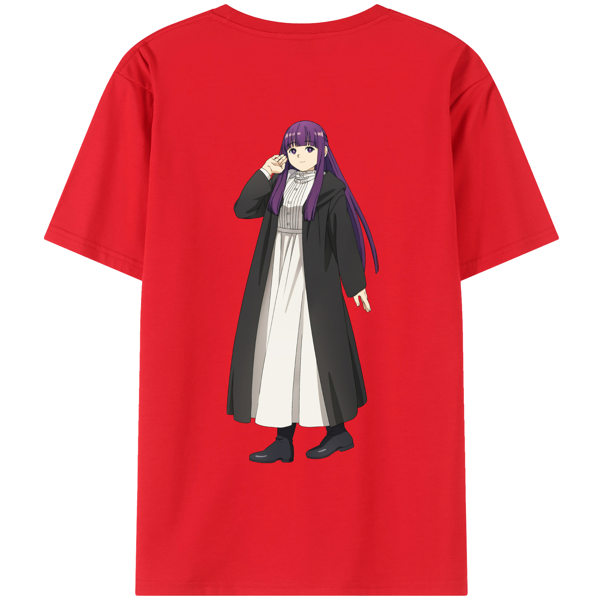 （画像用） 葬送のフリーレン Frieren 綿100％ メンズ半袖Tシャツ（バックプリント） 通気性
