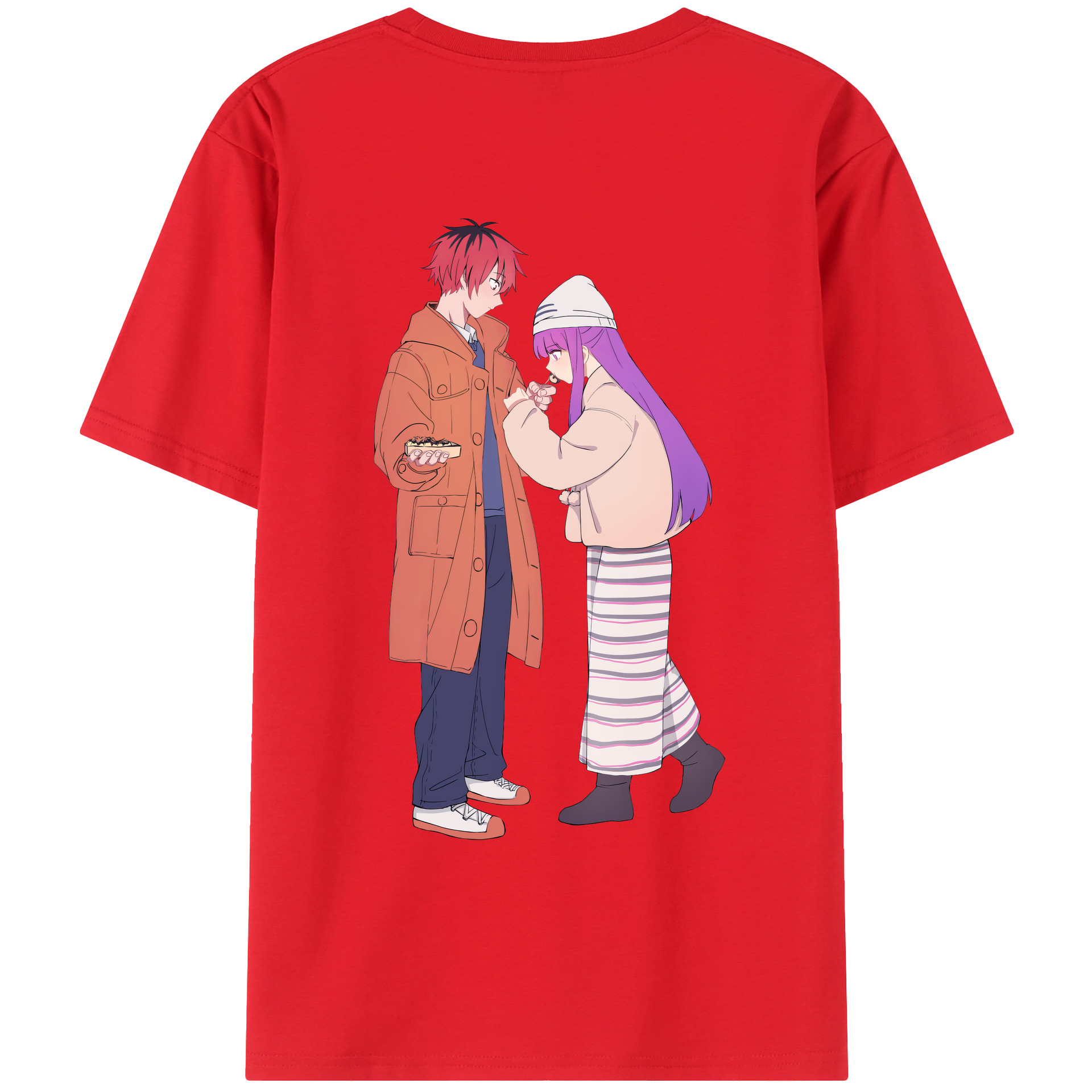 （画像用） 葬送のフリーレン Frieren 綿100％ メンズ半袖Tシャツ（バックプリント） 通気性