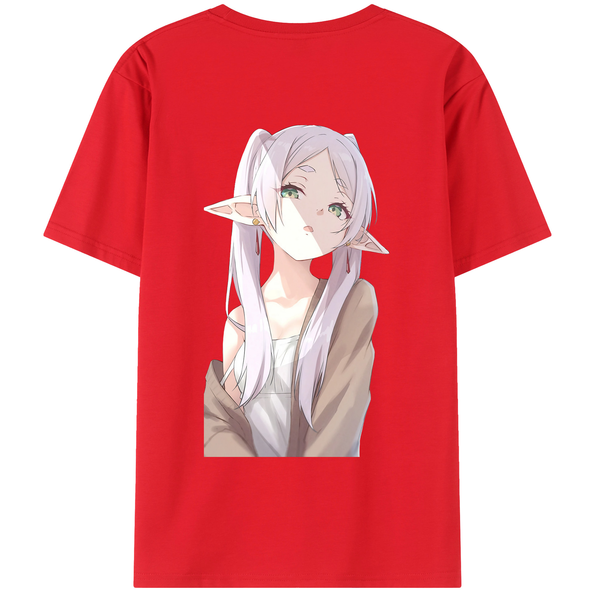 （画像用） 葬送のフリーレン Frieren 綿100％ メンズ半袖Tシャツ（バックプリント） 通気性