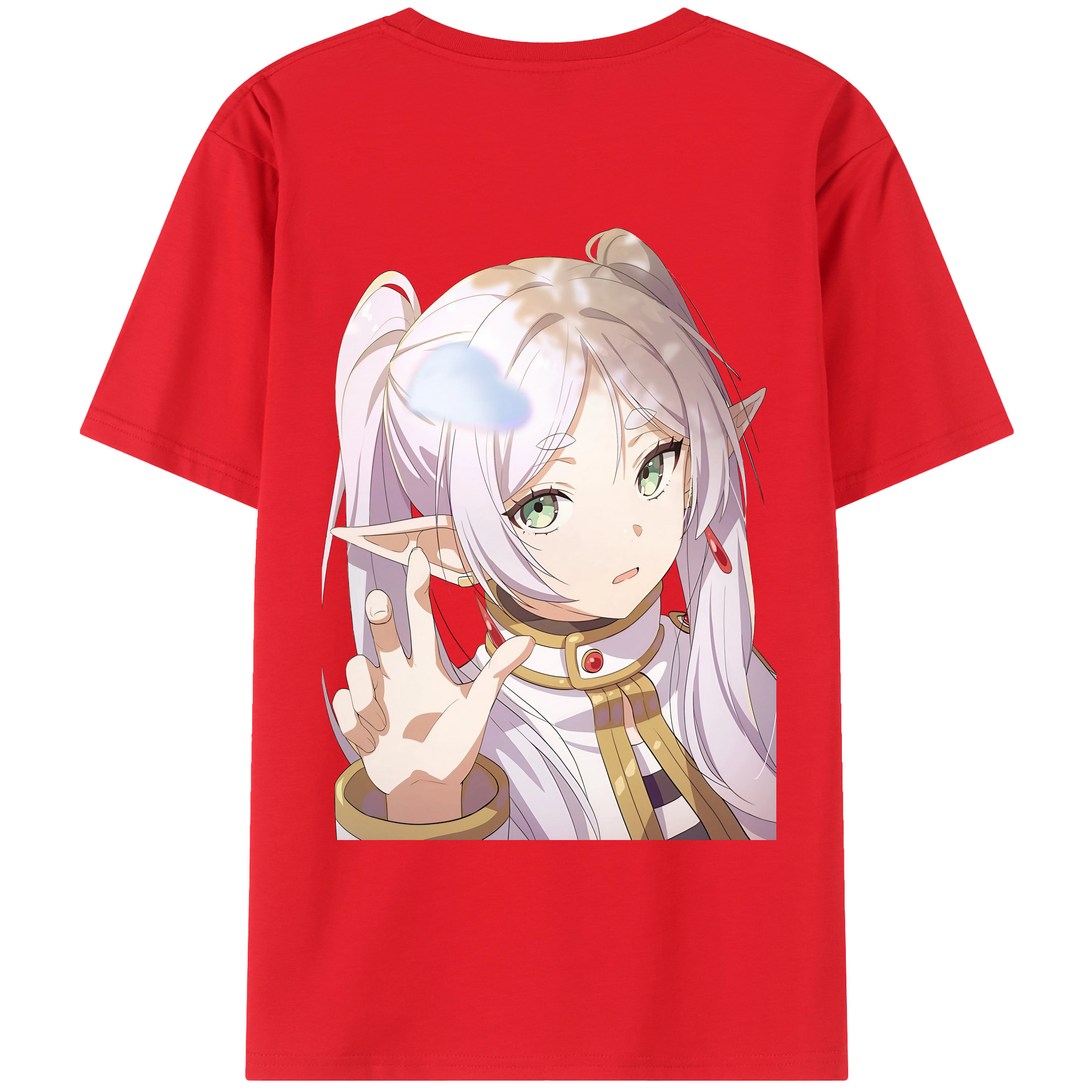 （画像用） 葬送のフリーレン Frieren 綿100％ メンズ半袖Tシャツ（バックプリント） 通気性