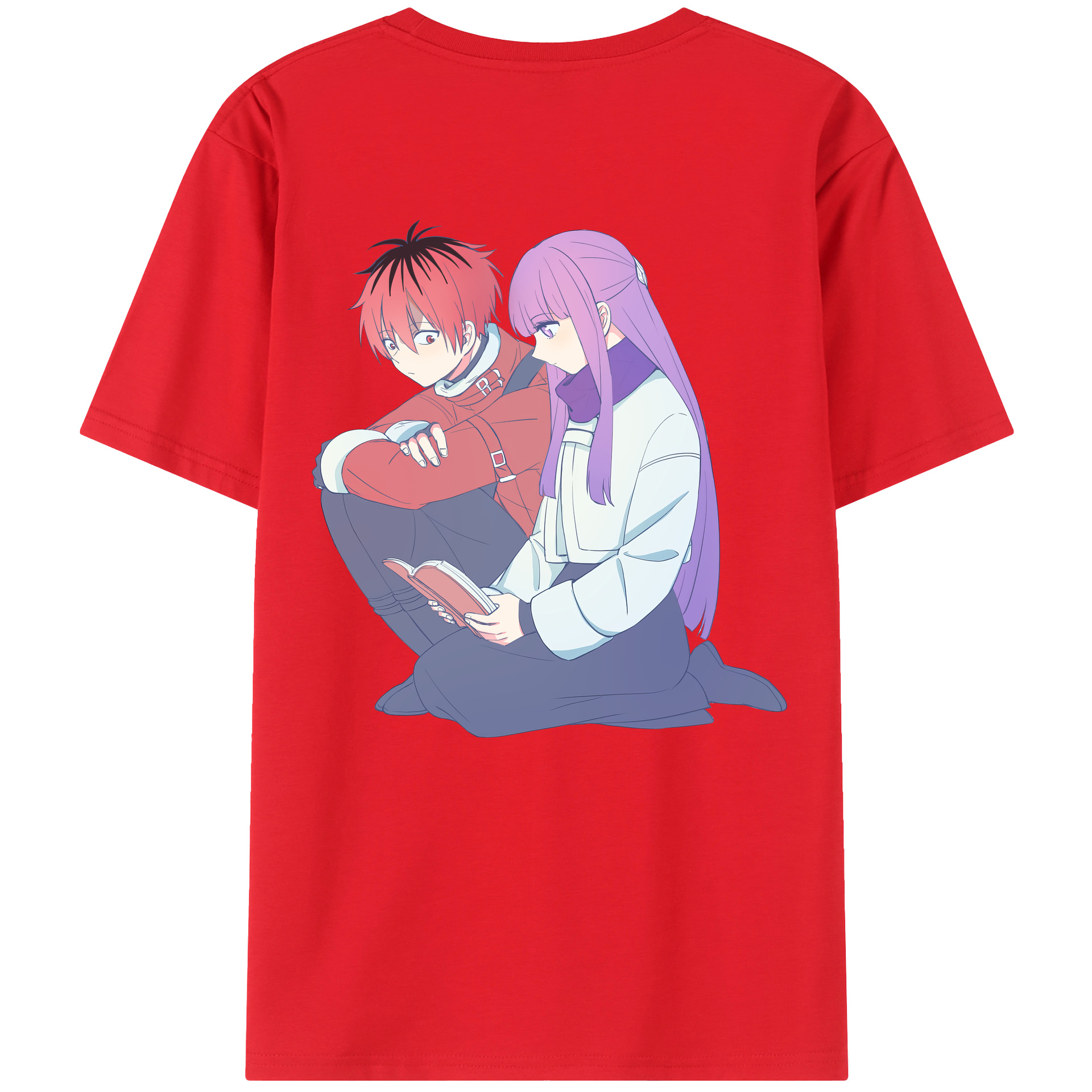 （画像用） 葬送のフリーレン Frieren 綿100％ メンズ半袖Tシャツ（バックプリント） 通気性