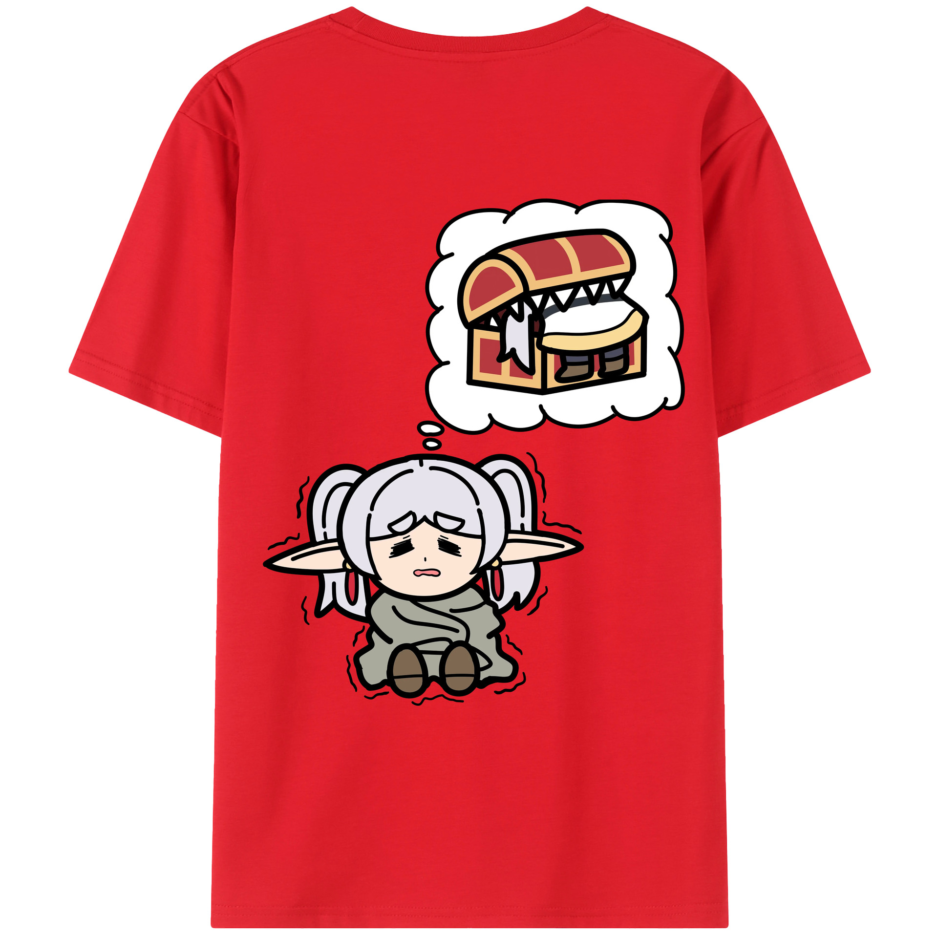 （画像用） 葬送のフリーレン Frieren 綿100％ メンズ半袖Tシャツ（バックプリント） 通気性