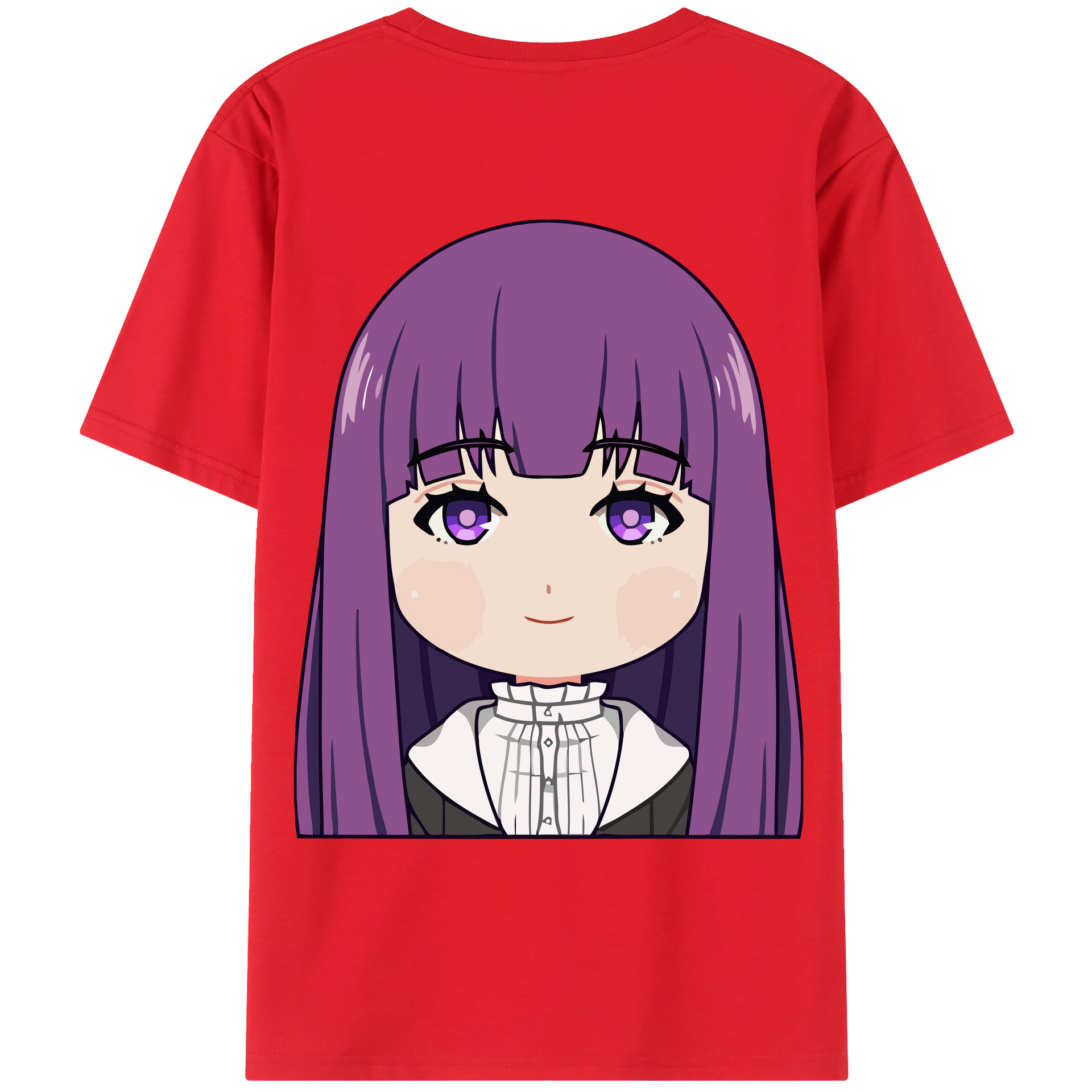 （画像用） 葬送のフリーレン Frieren 綿100％ メンズ半袖Tシャツ（バックプリント） 通気性