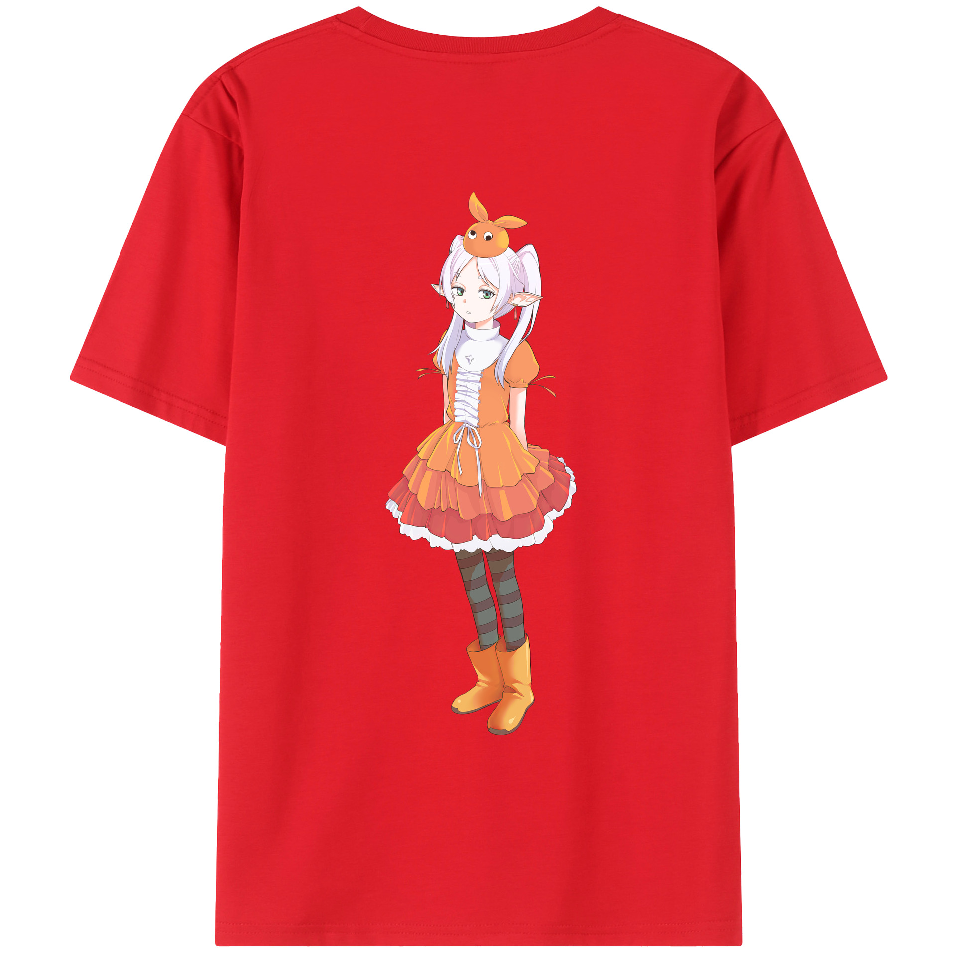 （画像用） 葬送のフリーレン Frieren 綿100％ メンズ半袖Tシャツ（バックプリント） 通気性