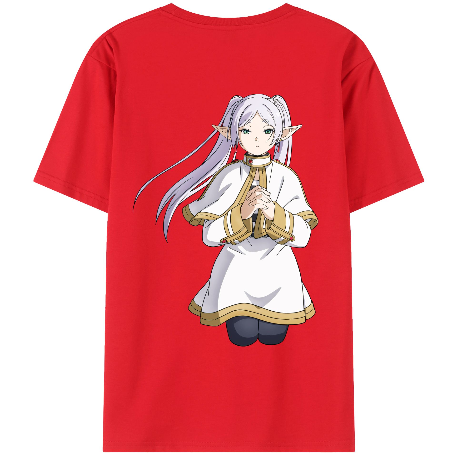 （画像用） 葬送のフリーレン Frieren 綿100％ メンズ半袖Tシャツ（バックプリント） 通気性