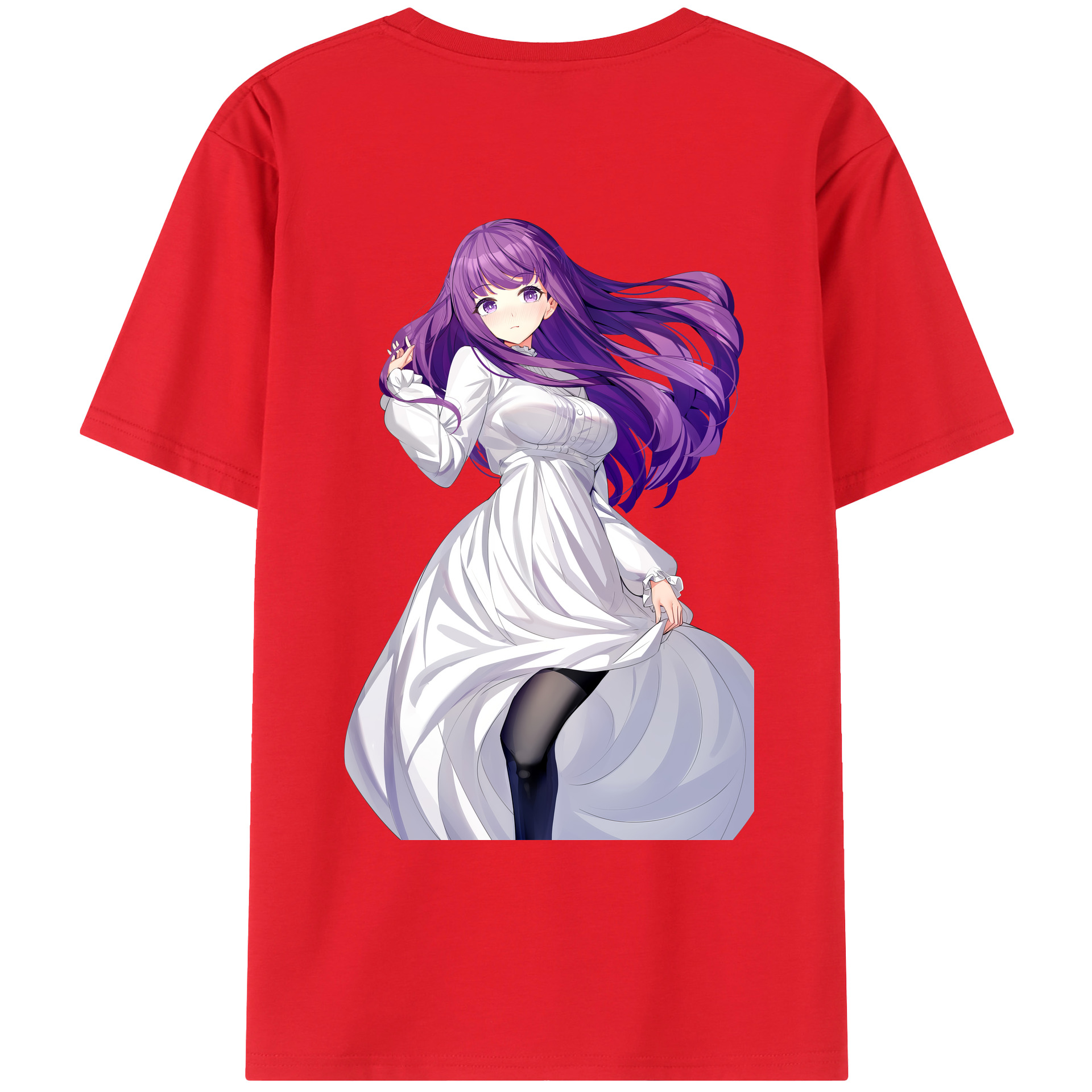 （画像用） 葬送のフリーレン Frieren 綿100％ メンズ半袖Tシャツ（バックプリント） 通気性