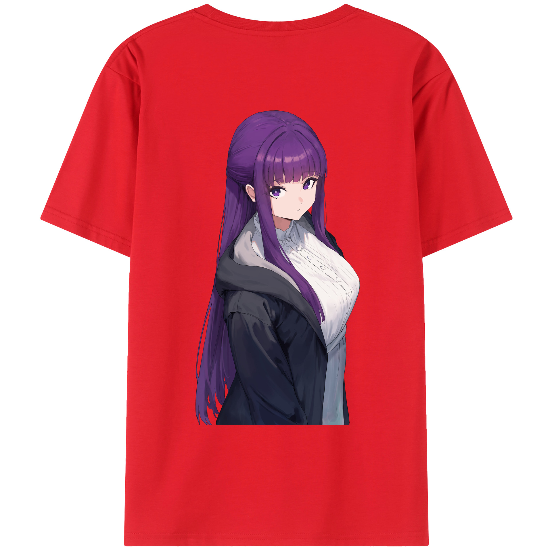 （画像用） 葬送のフリーレン Frieren 綿100％ メンズ半袖Tシャツ（バックプリント） 通気性