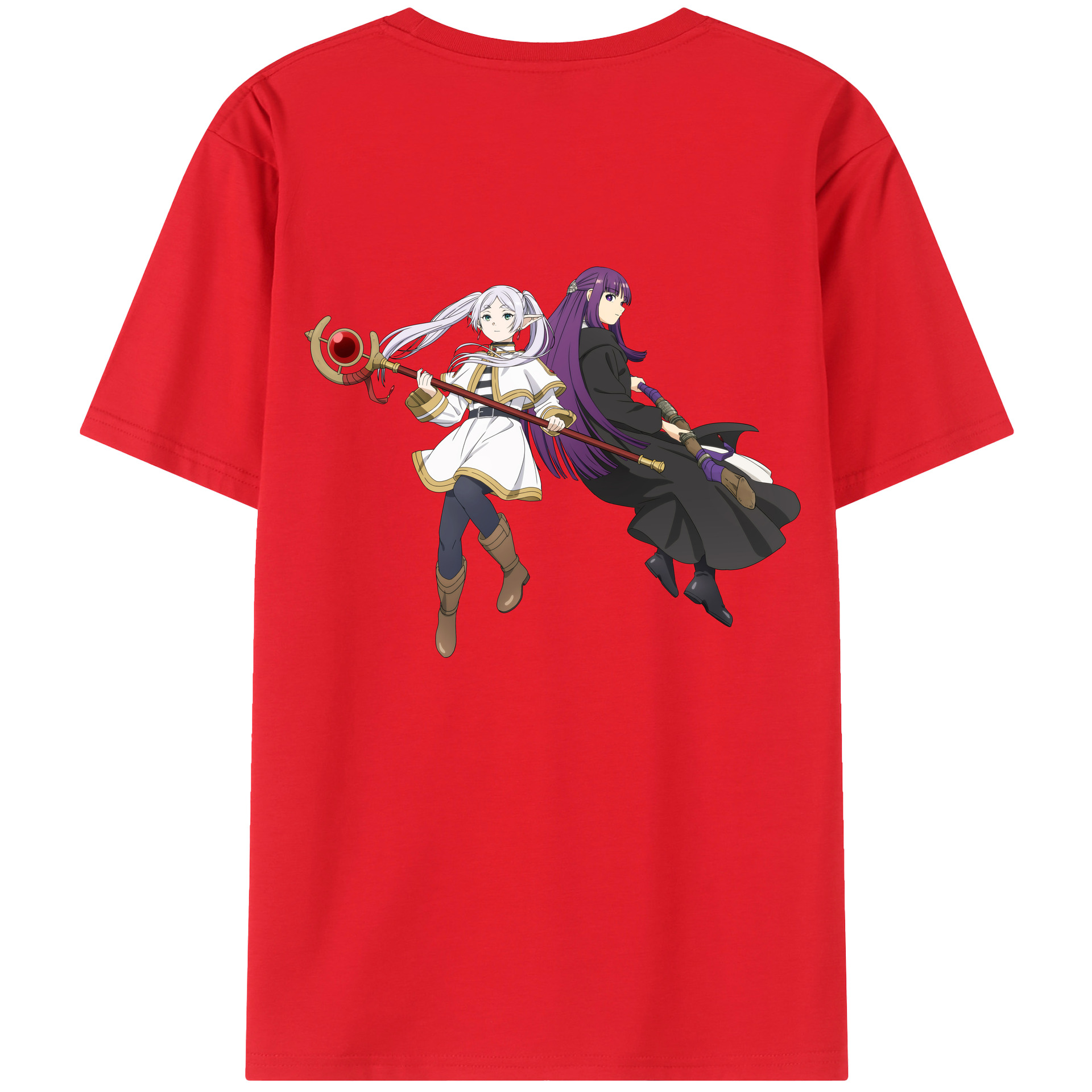 （画像用） 葬送のフリーレン Frieren 綿100％ メンズ半袖Tシャツ（バックプリント） 通気性