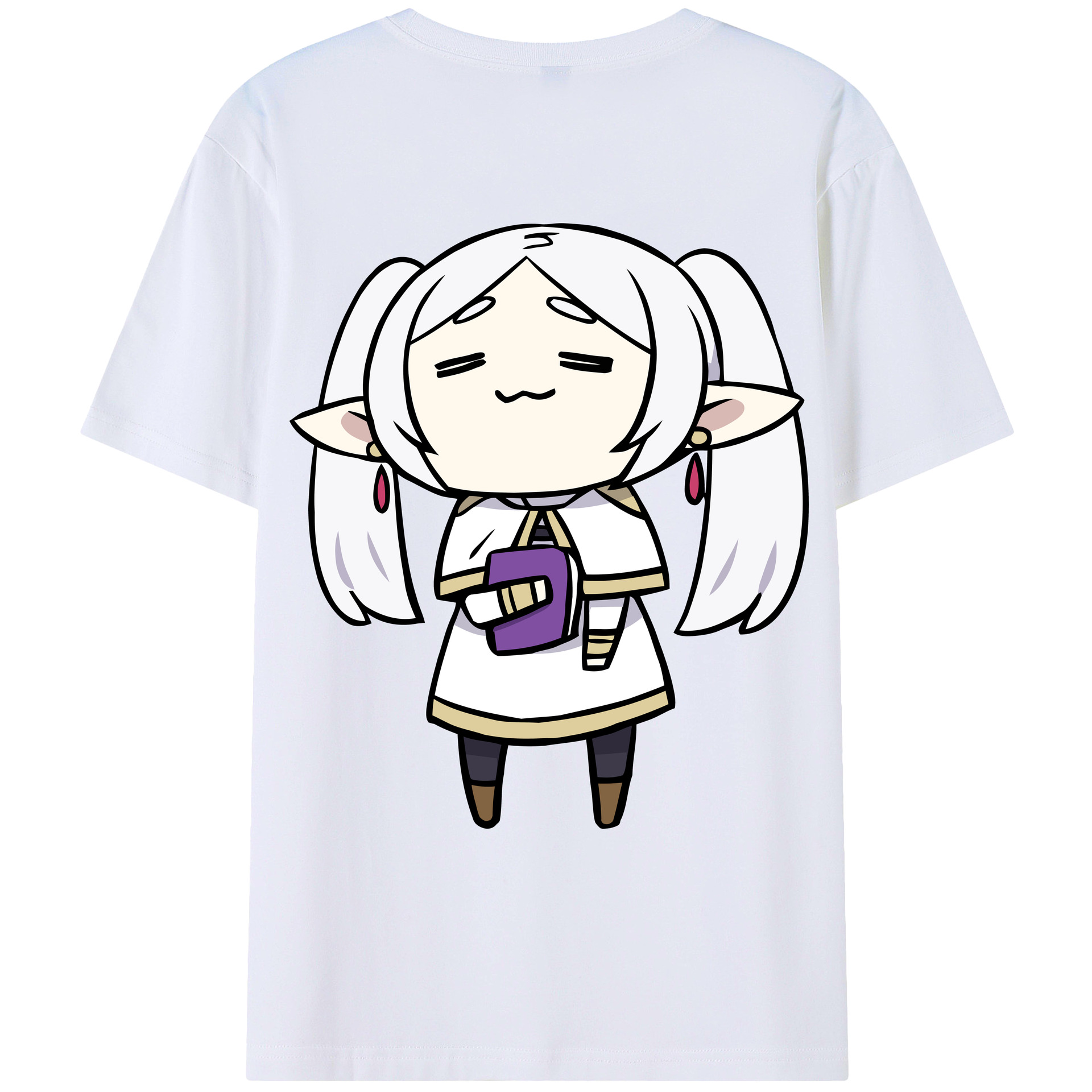 （画像用） 葬送のフリーレン Frieren 綿100％ メンズ半袖Tシャツ（バックプリント） 通気性