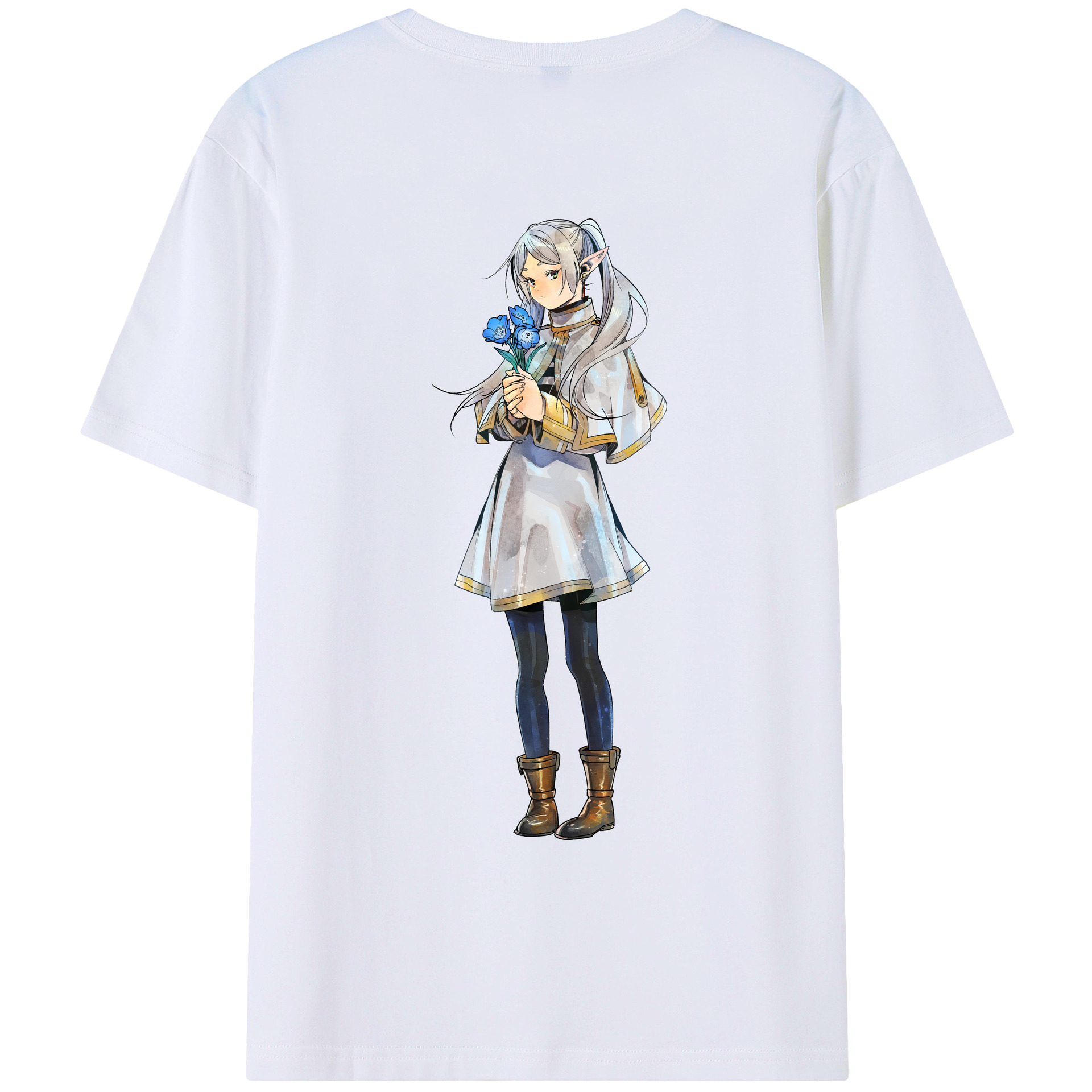 （画像用） 葬送のフリーレン Frieren 綿100％ メンズ半袖Tシャツ（バックプリント） 通気性