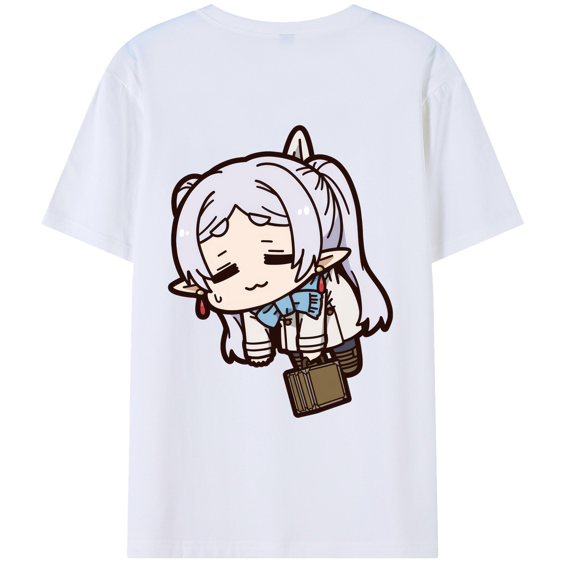 （画像用） 葬送のフリーレン Frieren 綿100％ メンズ半袖Tシャツ（バックプリント） 通気性