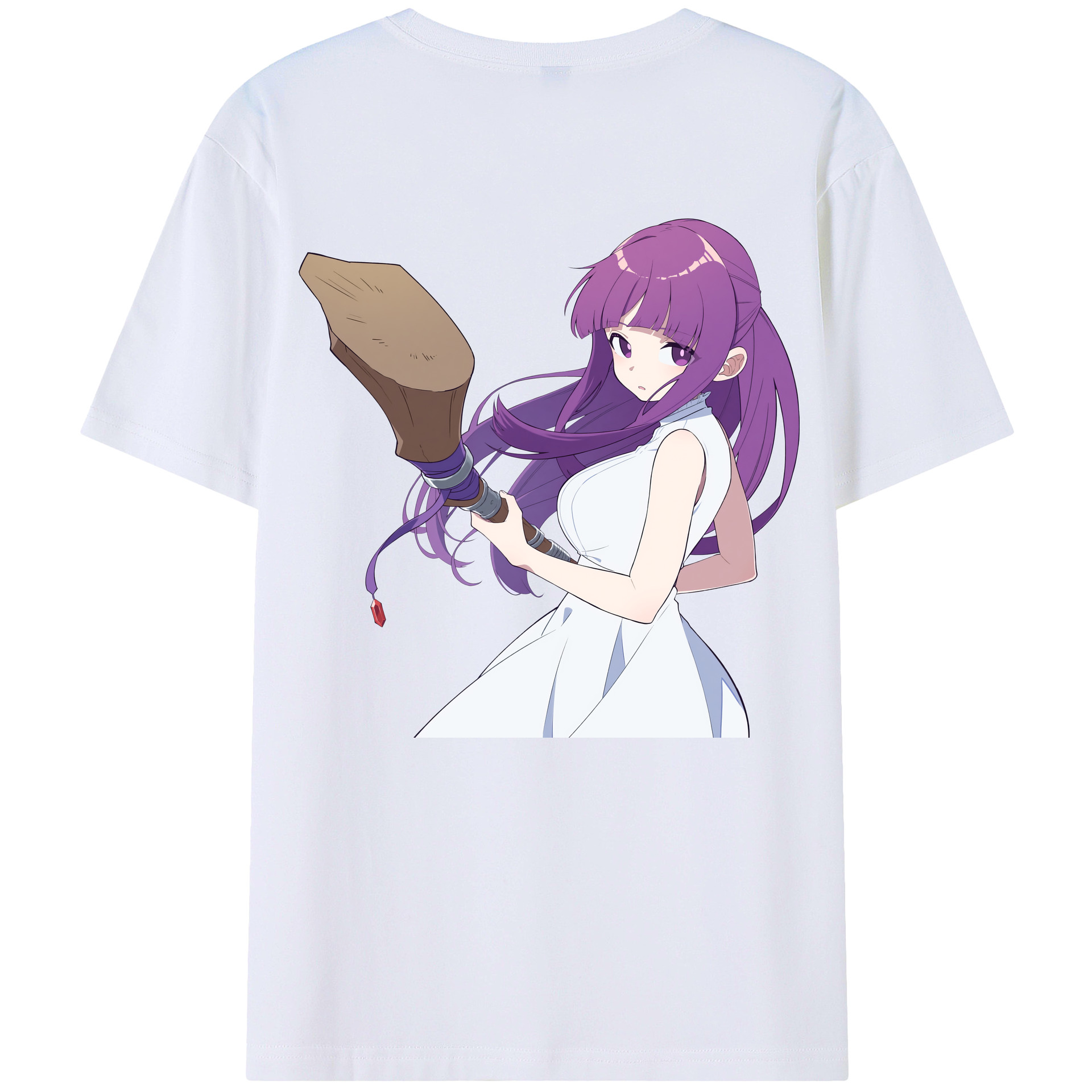 （画像用） 葬送のフリーレン Frieren 綿100％ メンズ半袖Tシャツ（バックプリント） 通気性