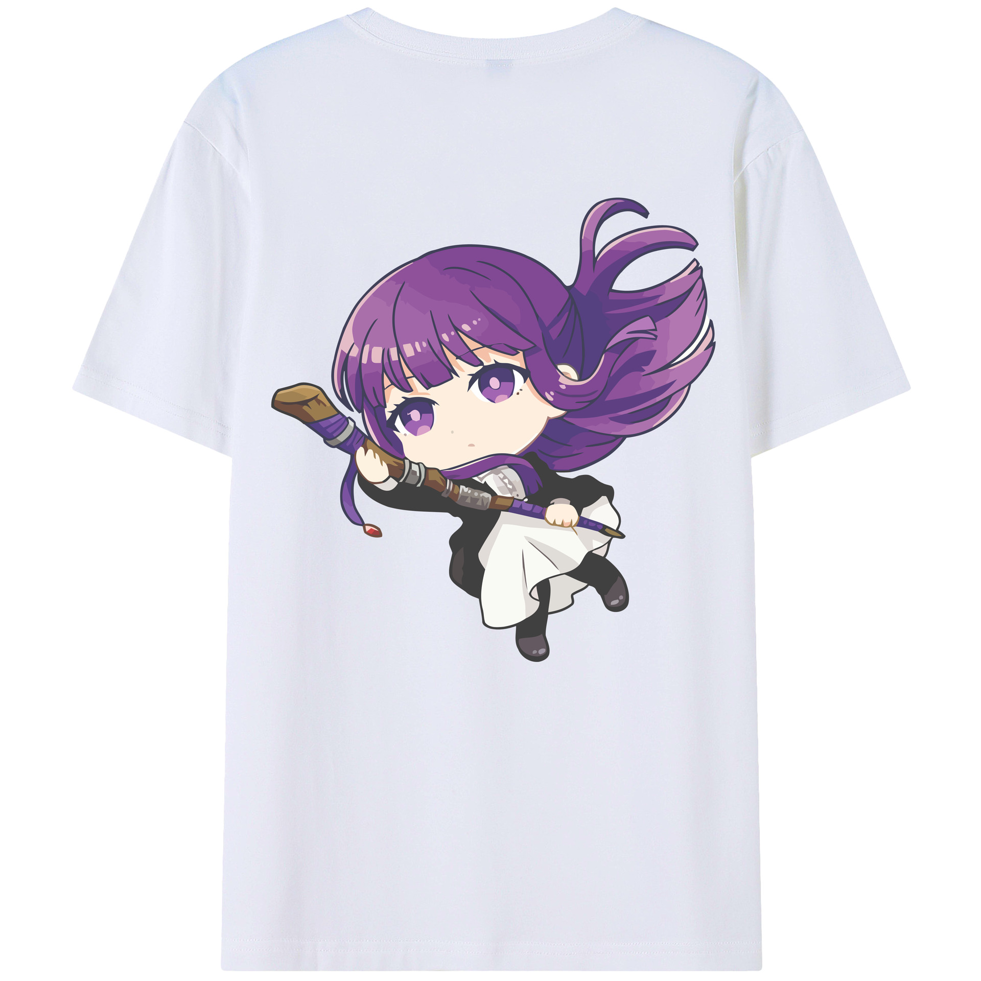 （画像用） 葬送のフリーレン Frieren 綿100％ メンズ半袖Tシャツ（バックプリント） 通気性