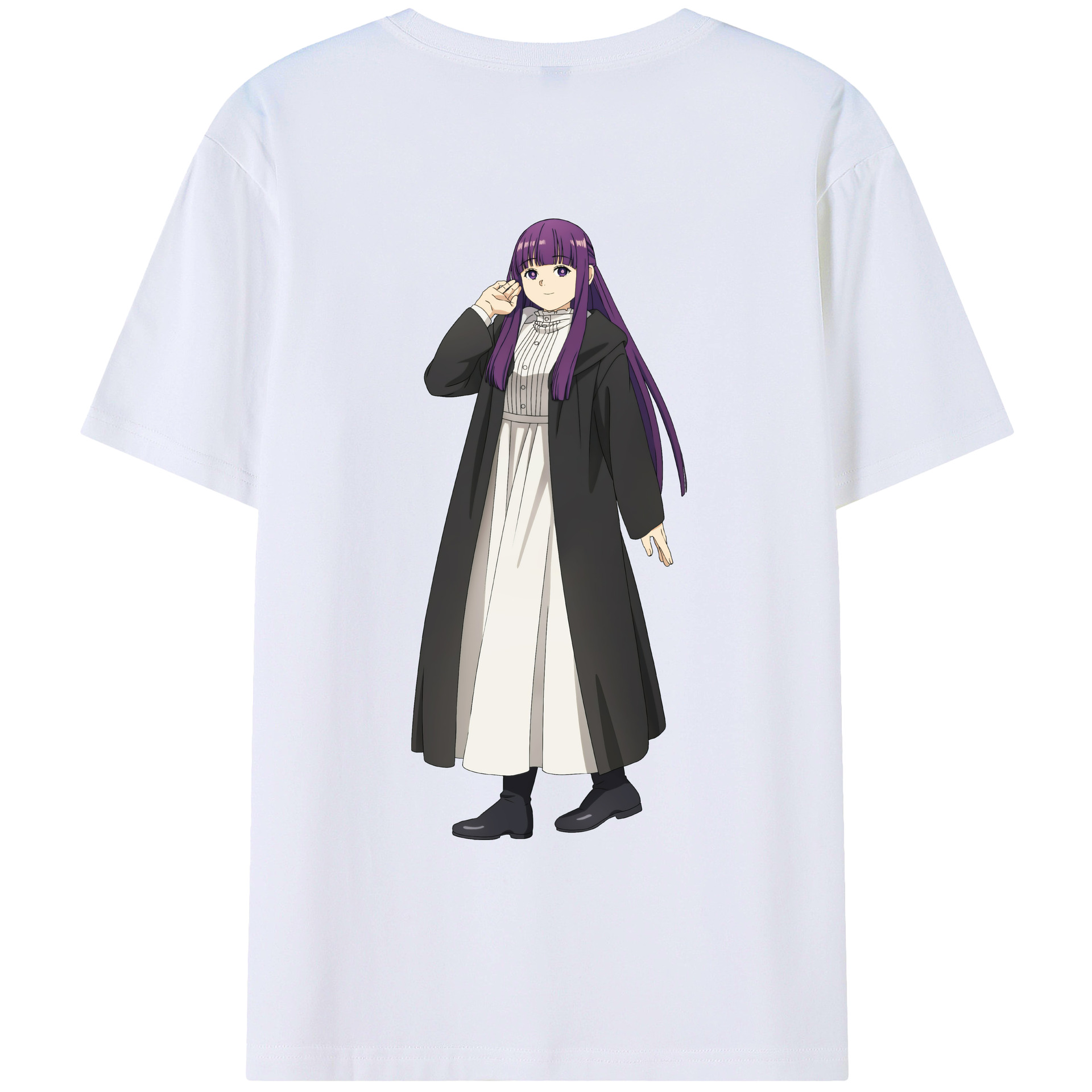 （画像用） 葬送のフリーレン Frieren 綿100％ メンズ半袖Tシャツ（バックプリント） 通気性