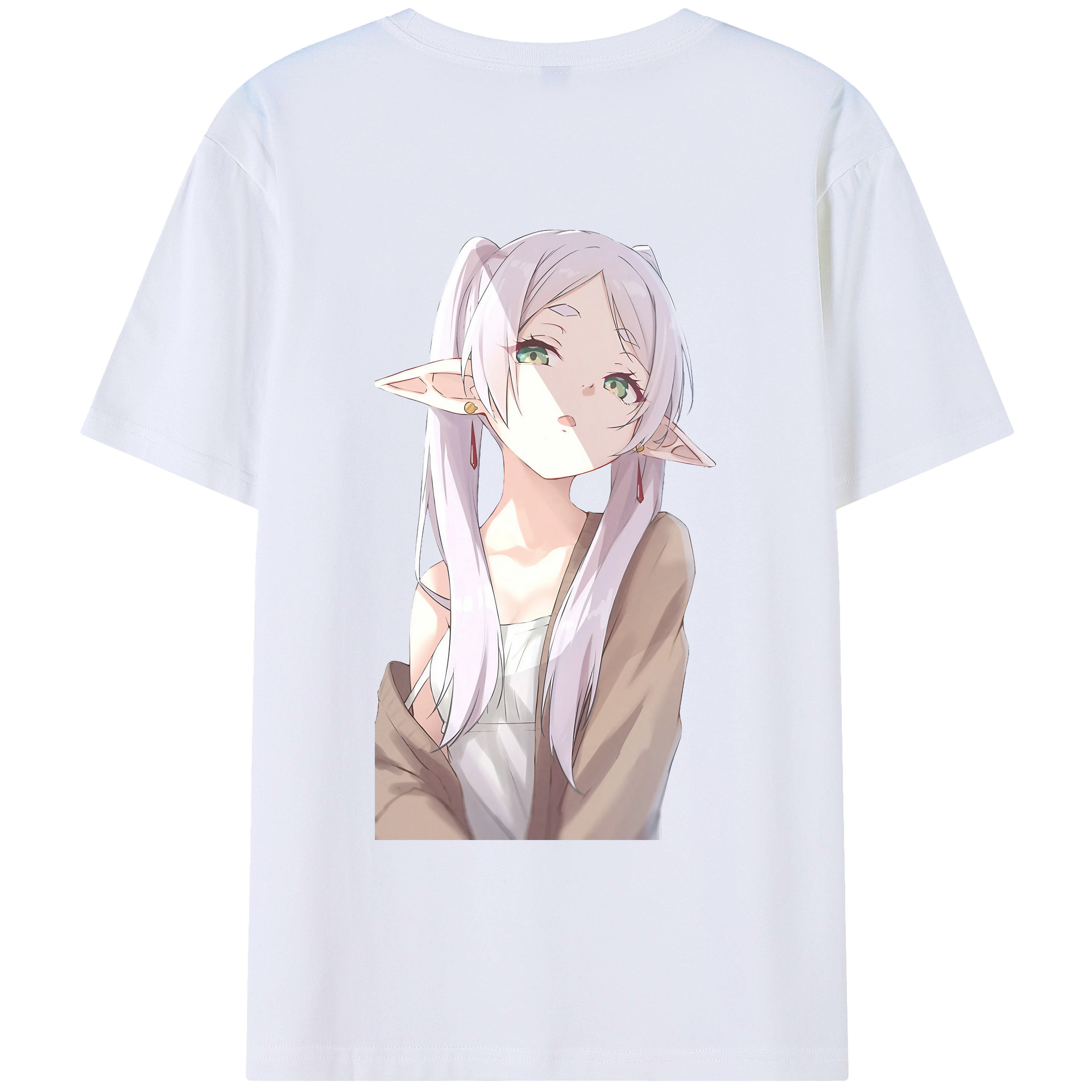 （画像用） 葬送のフリーレン Frieren 綿100％ メンズ半袖Tシャツ（バックプリント） 通気性