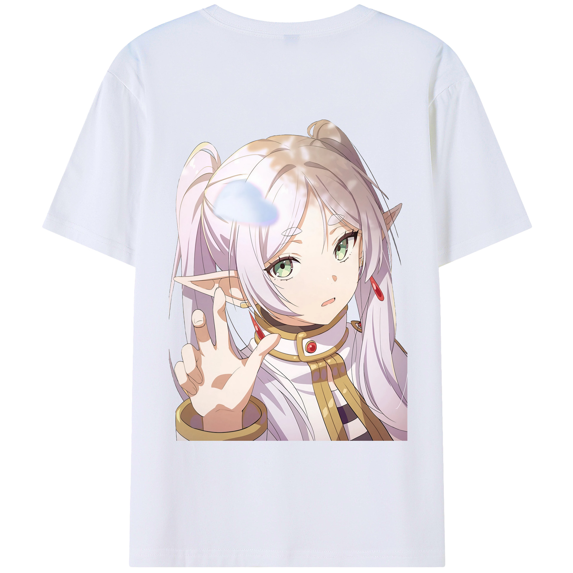 （画像用） 葬送のフリーレン Frieren 綿100％ メンズ半袖Tシャツ（バックプリント） 通気性