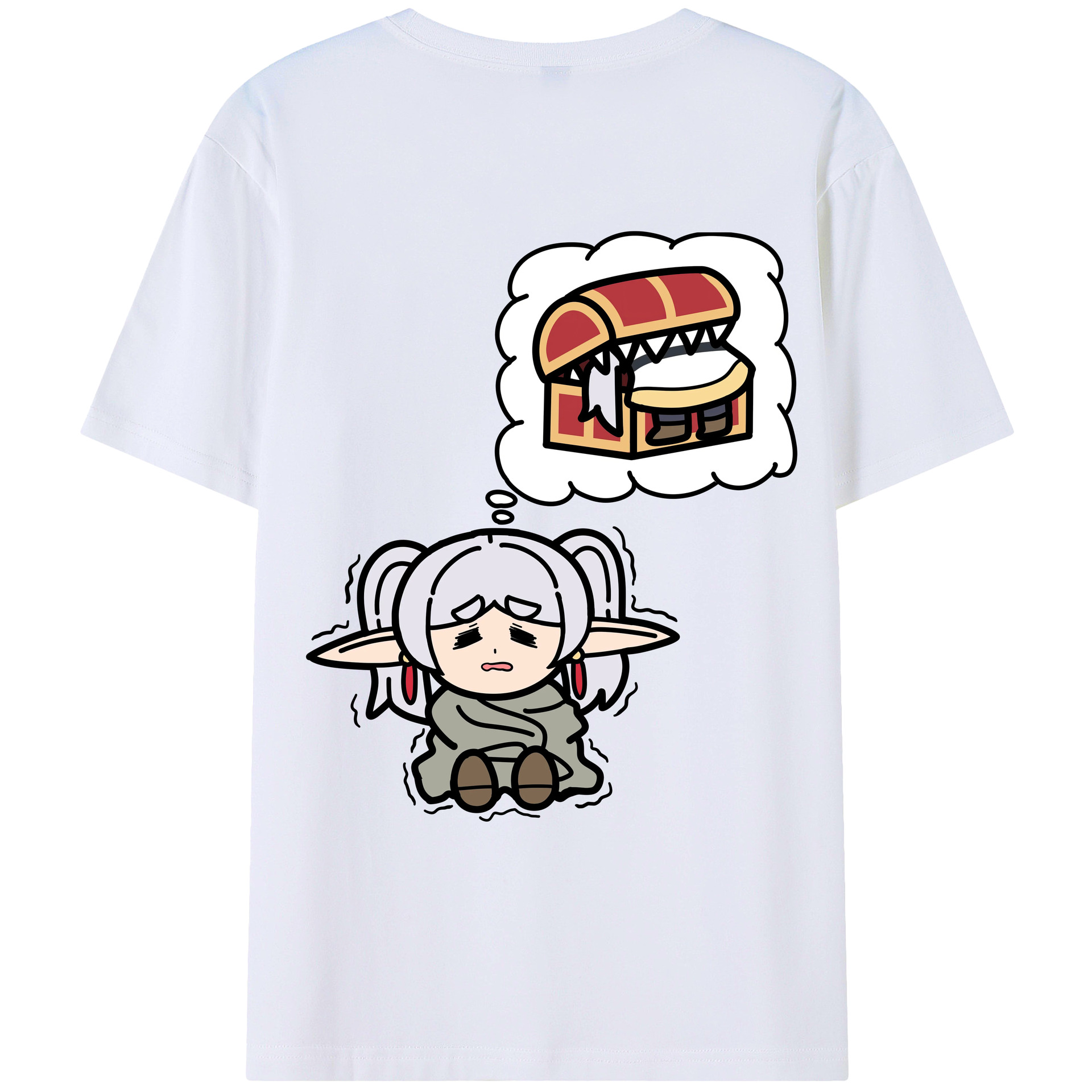 （画像用） 葬送のフリーレン Frieren 綿100％ メンズ半袖Tシャツ（バックプリント） 通気性