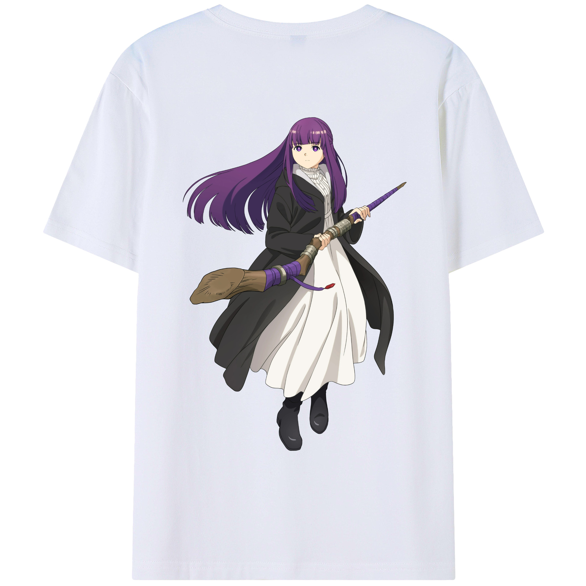 （画像用） 葬送のフリーレン Frieren 綿100％ メンズ半袖Tシャツ（バックプリント） 通気性