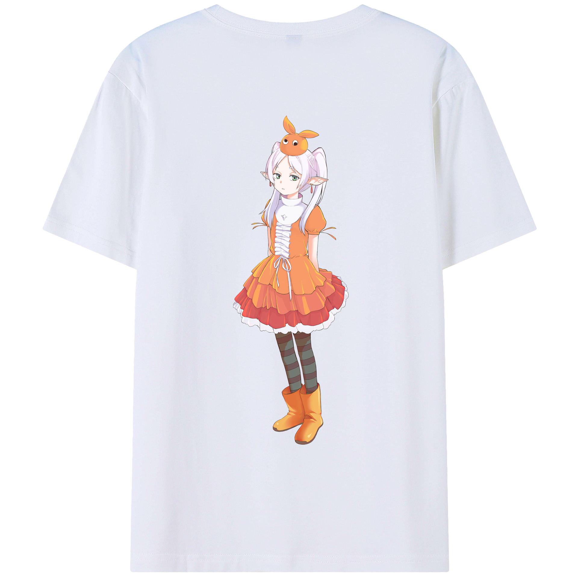 （画像用） 葬送のフリーレン Frieren 綿100％ メンズ半袖Tシャツ（バックプリント） 通気性