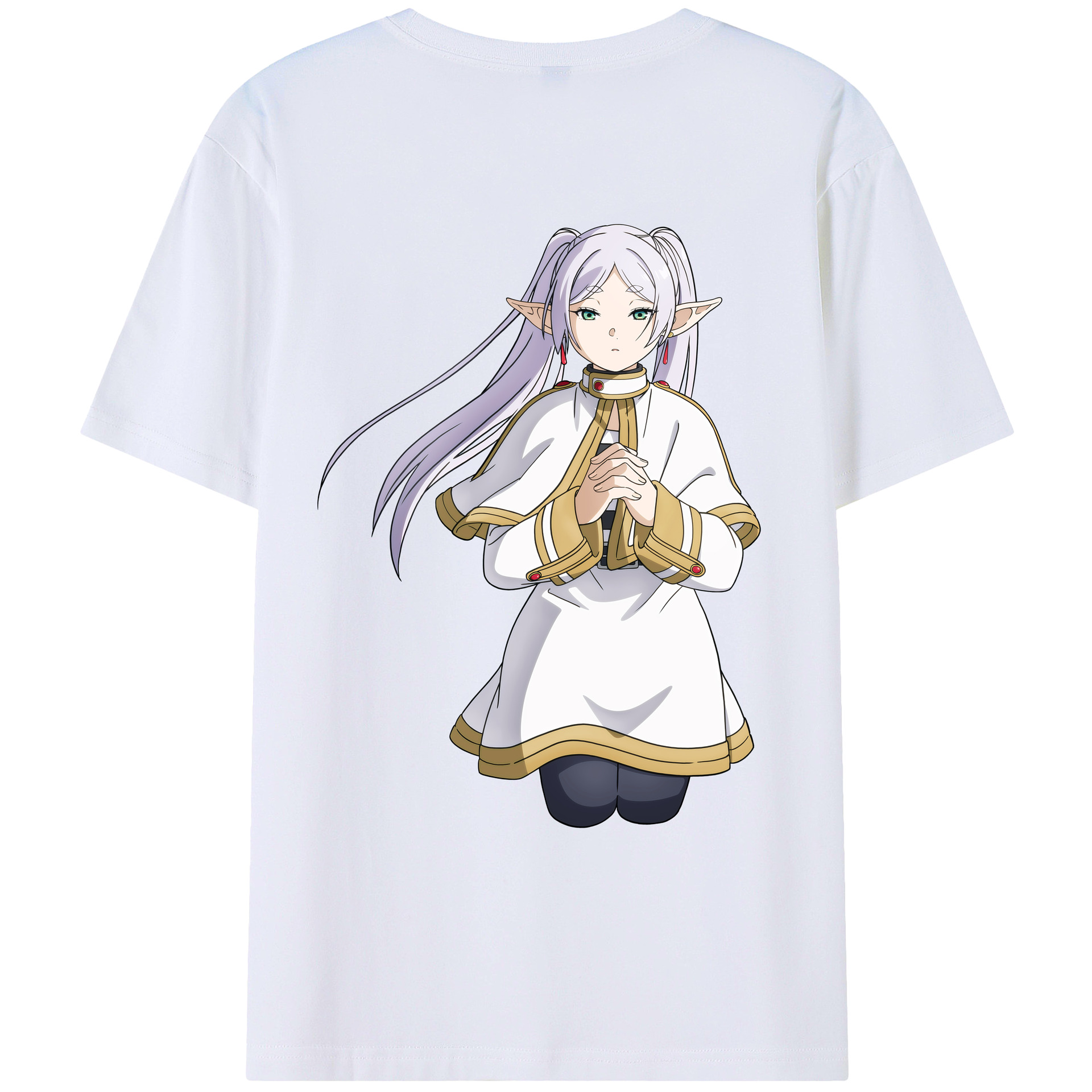 （画像用） 葬送のフリーレン Frieren 綿100％ メンズ半袖Tシャツ（バックプリント） 通気性