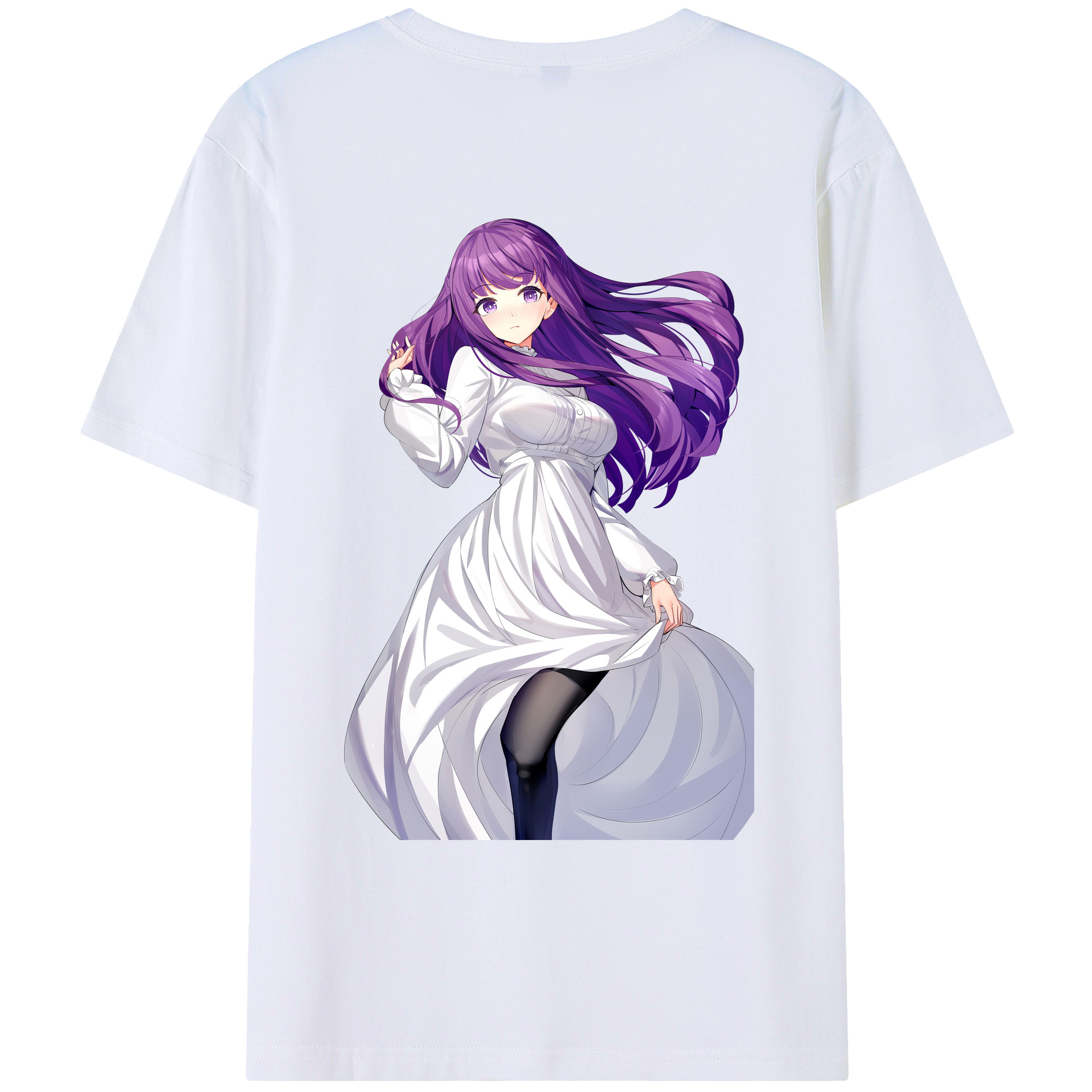 （画像用） 葬送のフリーレン Frieren 綿100％ メンズ半袖Tシャツ（バックプリント） 通気性