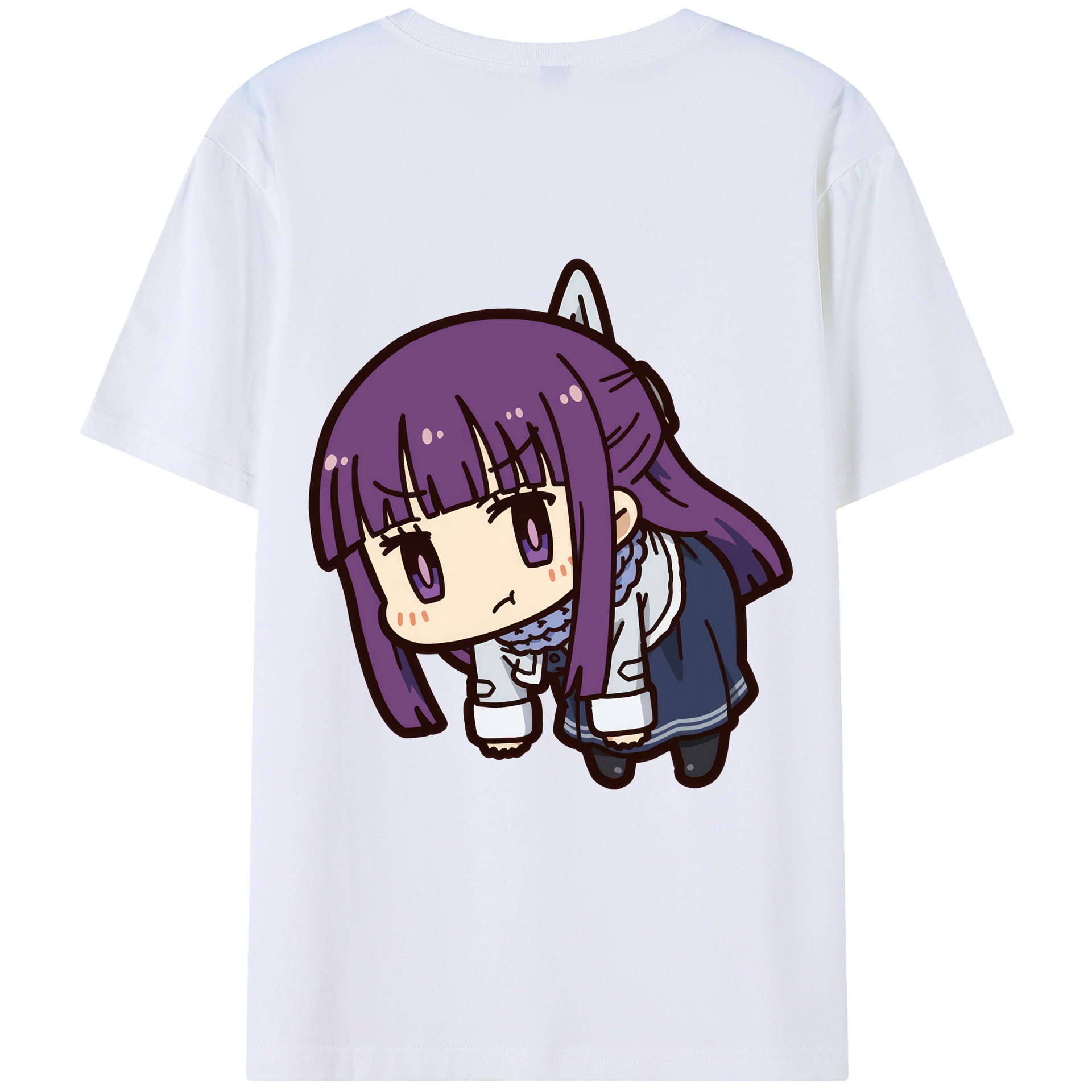 （画像用） 葬送のフリーレン Frieren 綿100％ メンズ半袖Tシャツ（バックプリント） 通気性