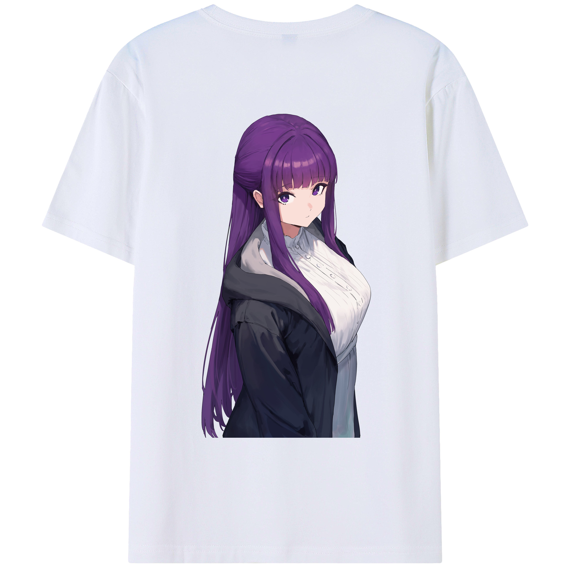 （画像用） 葬送のフリーレン Frieren 綿100％ メンズ半袖Tシャツ（バックプリント） 通気性