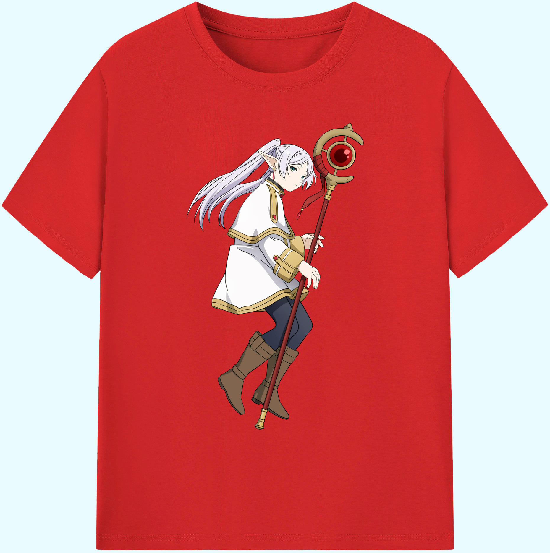 （画像用） 葬送のフリーレン Frieren 綿100％ メンズ半袖Tシャツ｜肌触りやわらか＆通気性