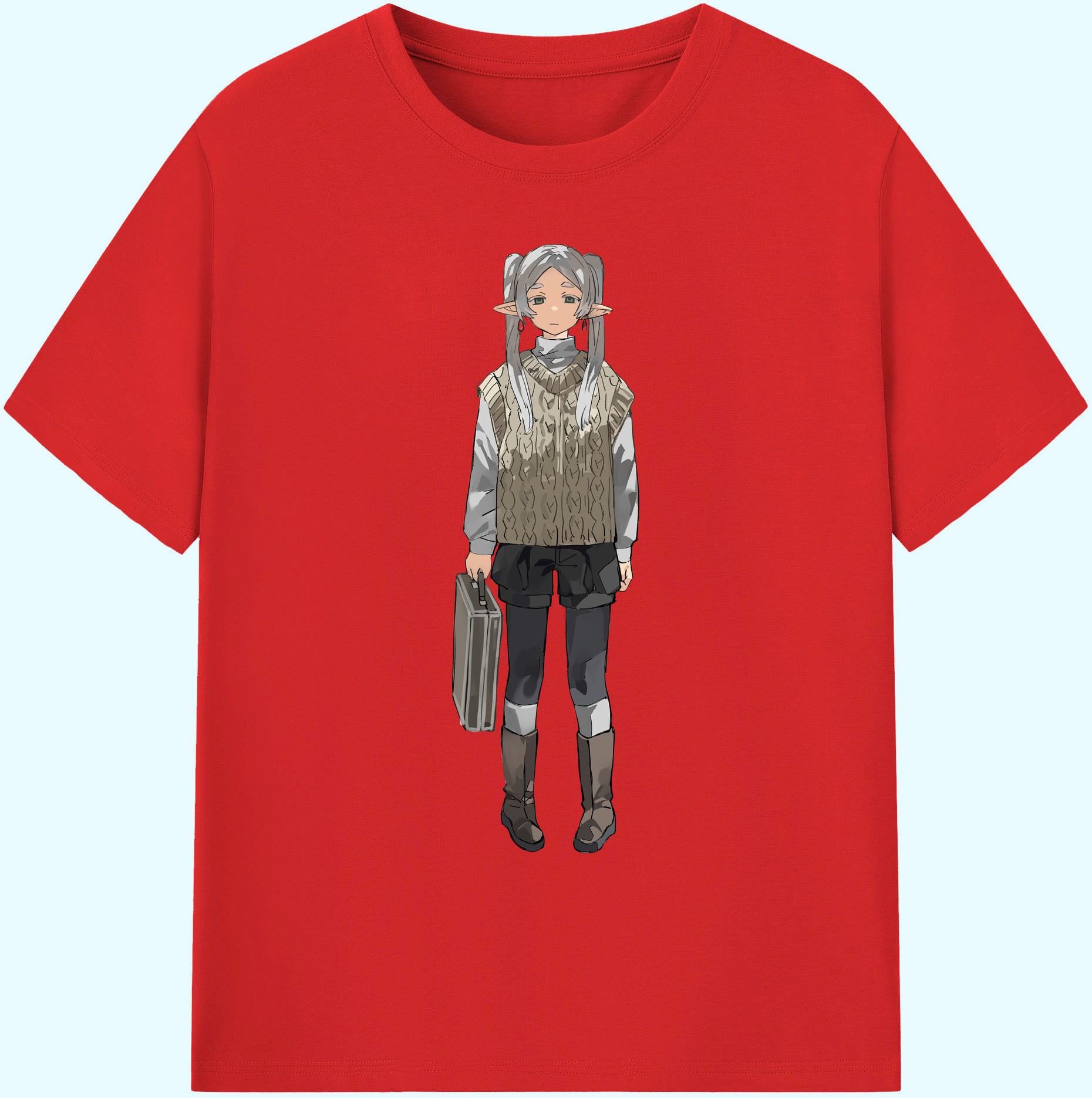 （画像用） 葬送のフリーレン Frieren 綿100％ メンズ半袖Tシャツ｜肌触りやわらか＆通気性
