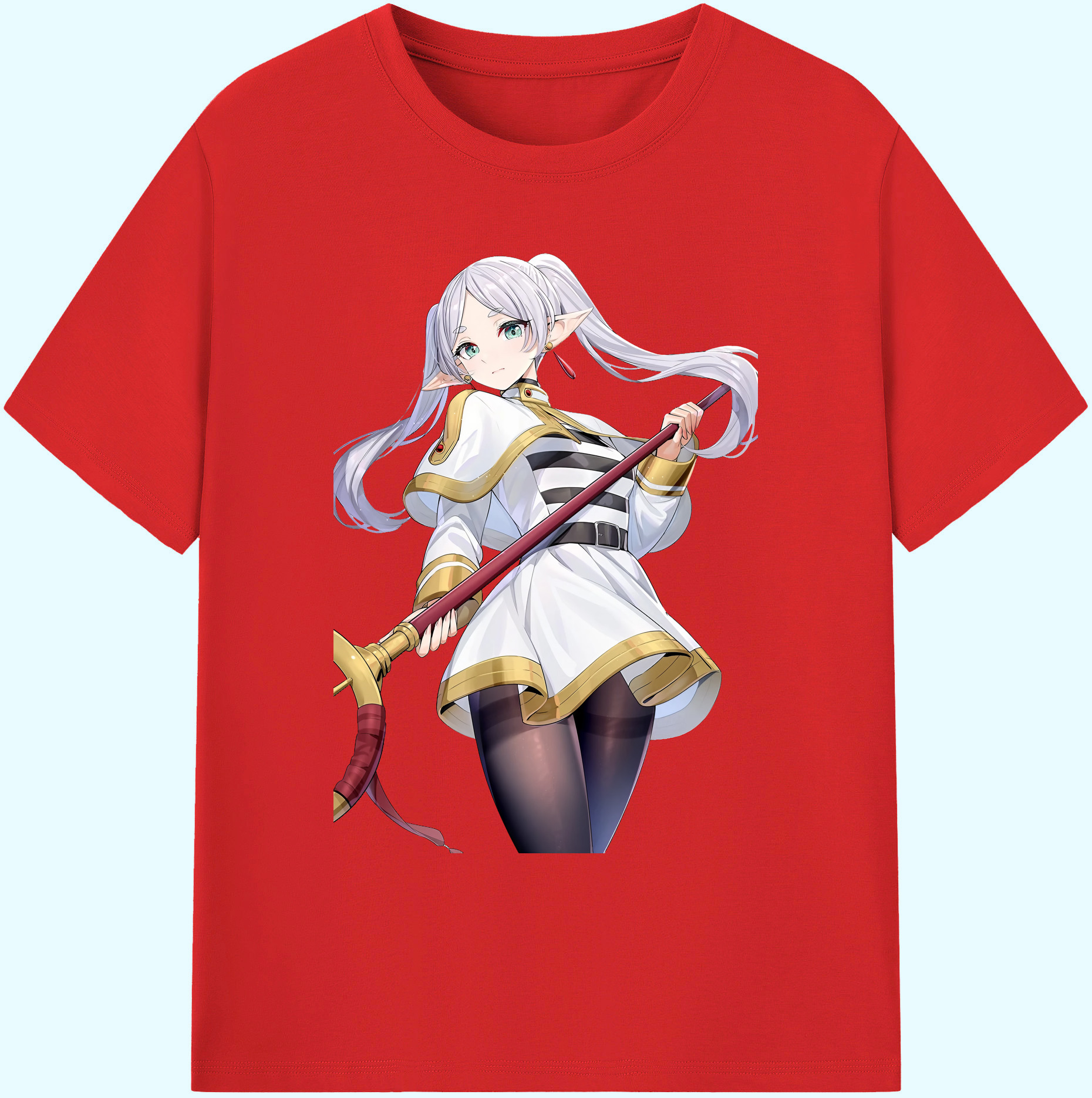 （画像用） 葬送のフリーレン Frieren 綿100％ メンズ半袖Tシャツ｜肌触りやわらか＆通気性