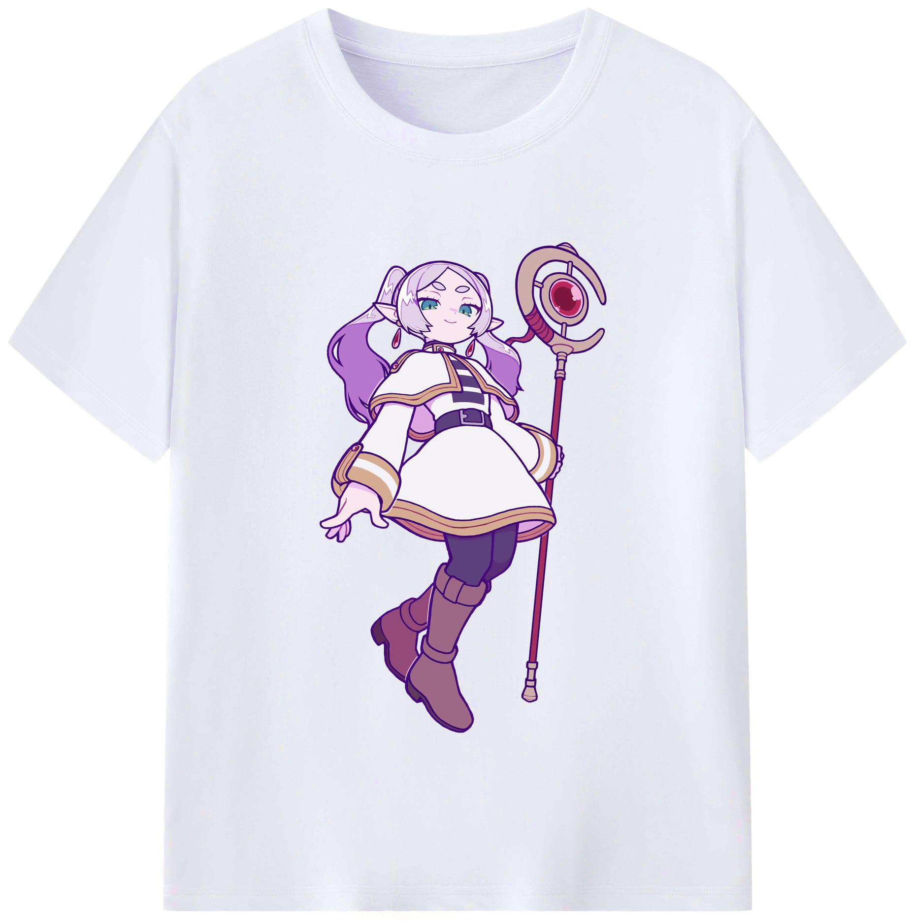 （画像用） 葬送のフリーレン Frieren レディースカジュアルプリントTシャツ（綿100％）