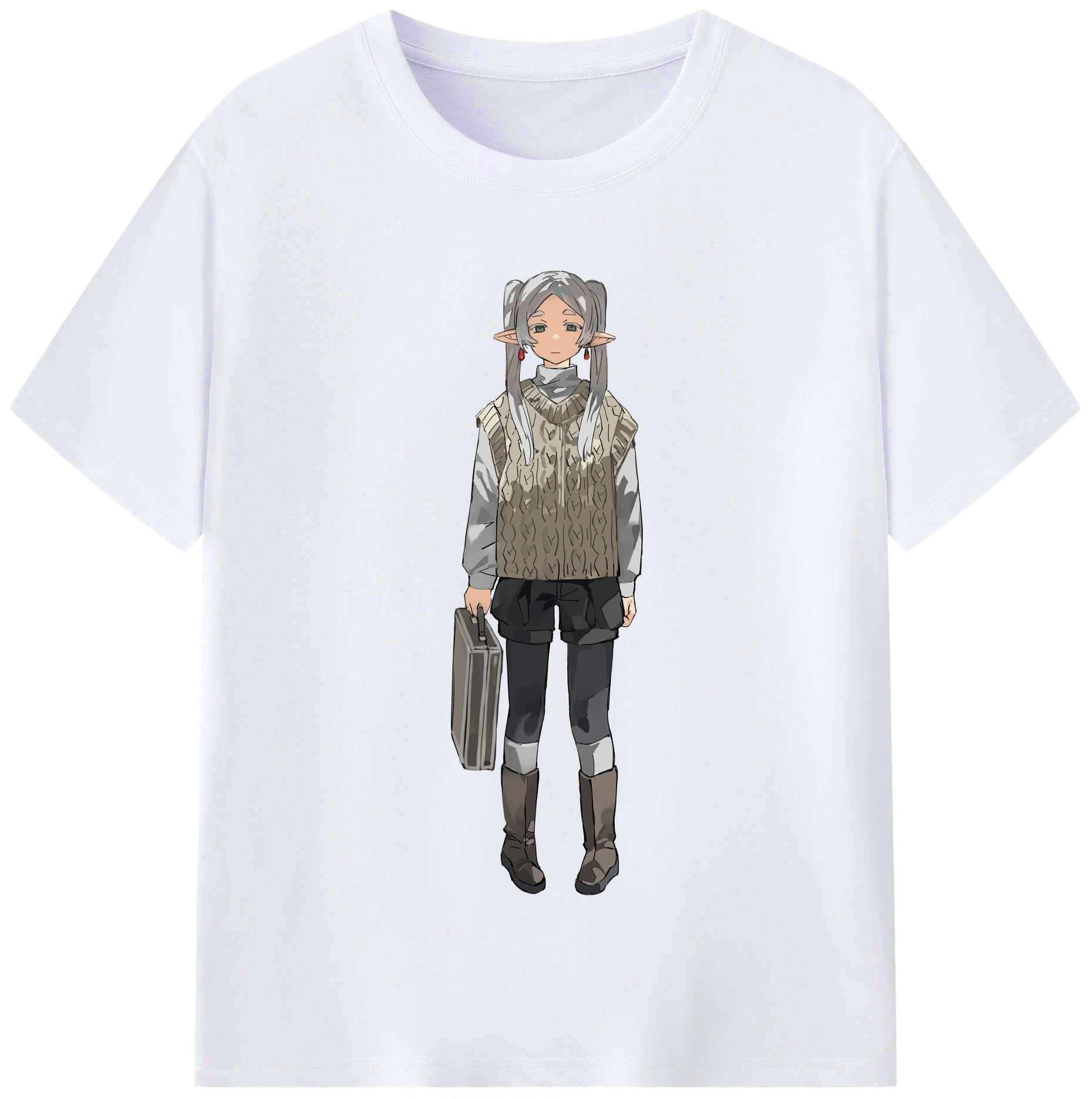 （画像用） 葬送のフリーレン Frieren レディースカジュアルプリントTシャツ（綿100％）