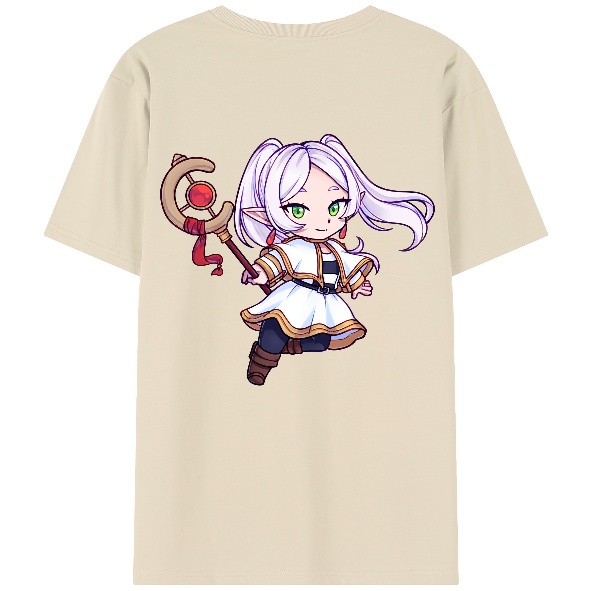 （画像用） 葬送のフリーレン Frieren 綿100％半袖Tシャツ（背面プリント）