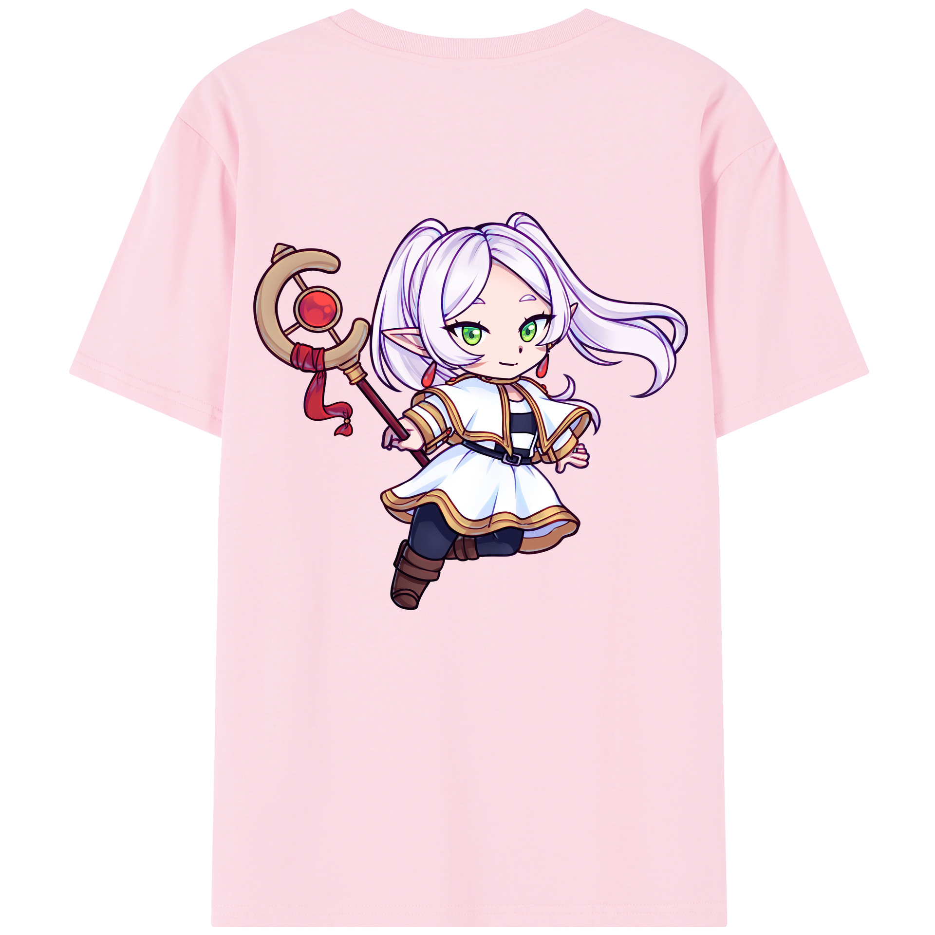 （画像用） 葬送のフリーレン Frieren 綿100％半袖Tシャツ（背面プリント）