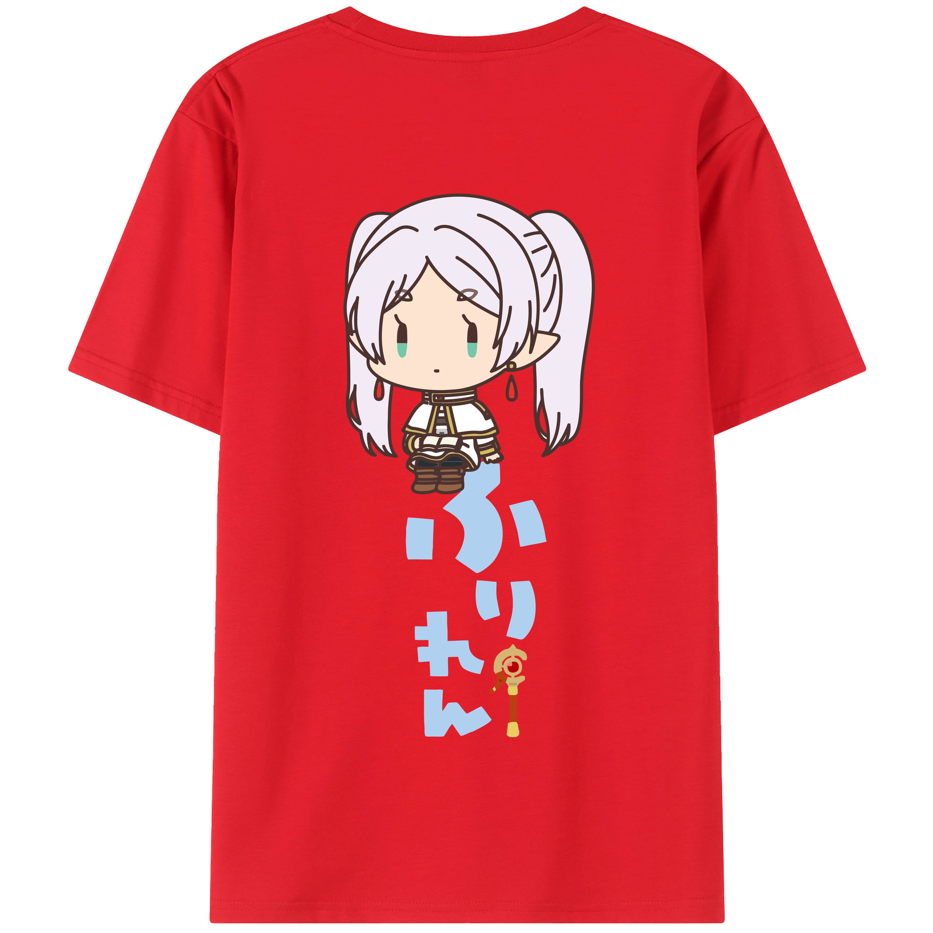 （画像用） 葬送のフリーレン Frieren 綿100％半袖Tシャツ（背面プリント）